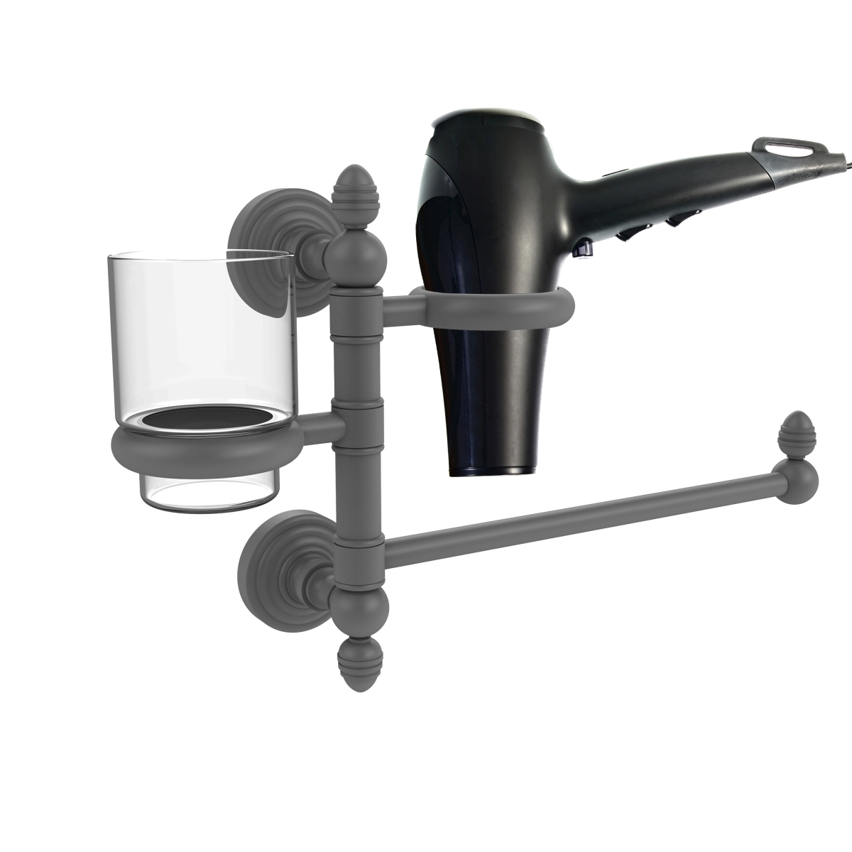 Picture of Allied Brass WP-GTBD-1-GYM Waverly Place Collection Hair Dryer Holder & Organizer&#44; Matte Gray