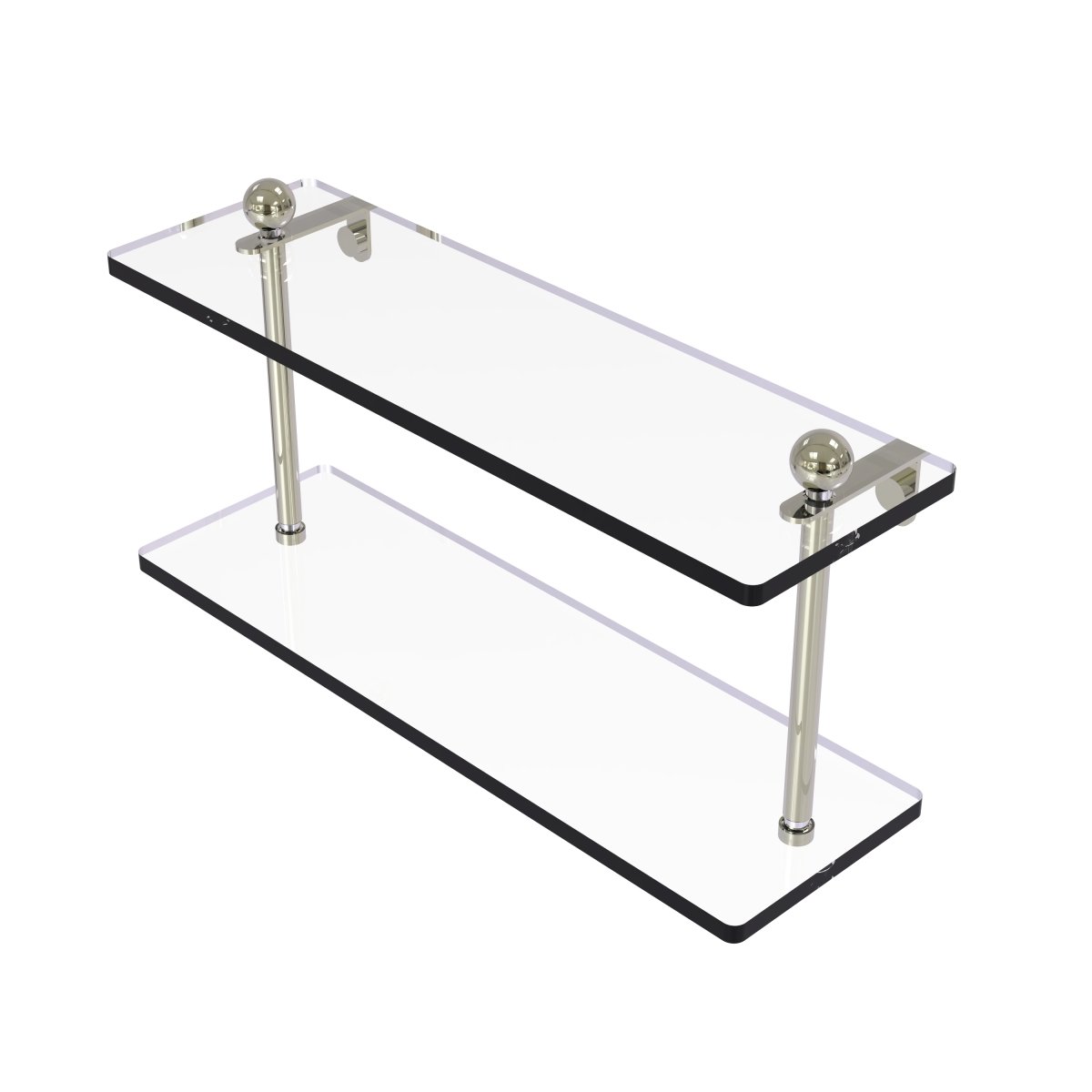 PR-2-16-PNI 16 in. Two Tiered Glass Shelf, Polished Nickel - 8 x 5 x 16 in -  Allied Brass, PR-2/16-PNI