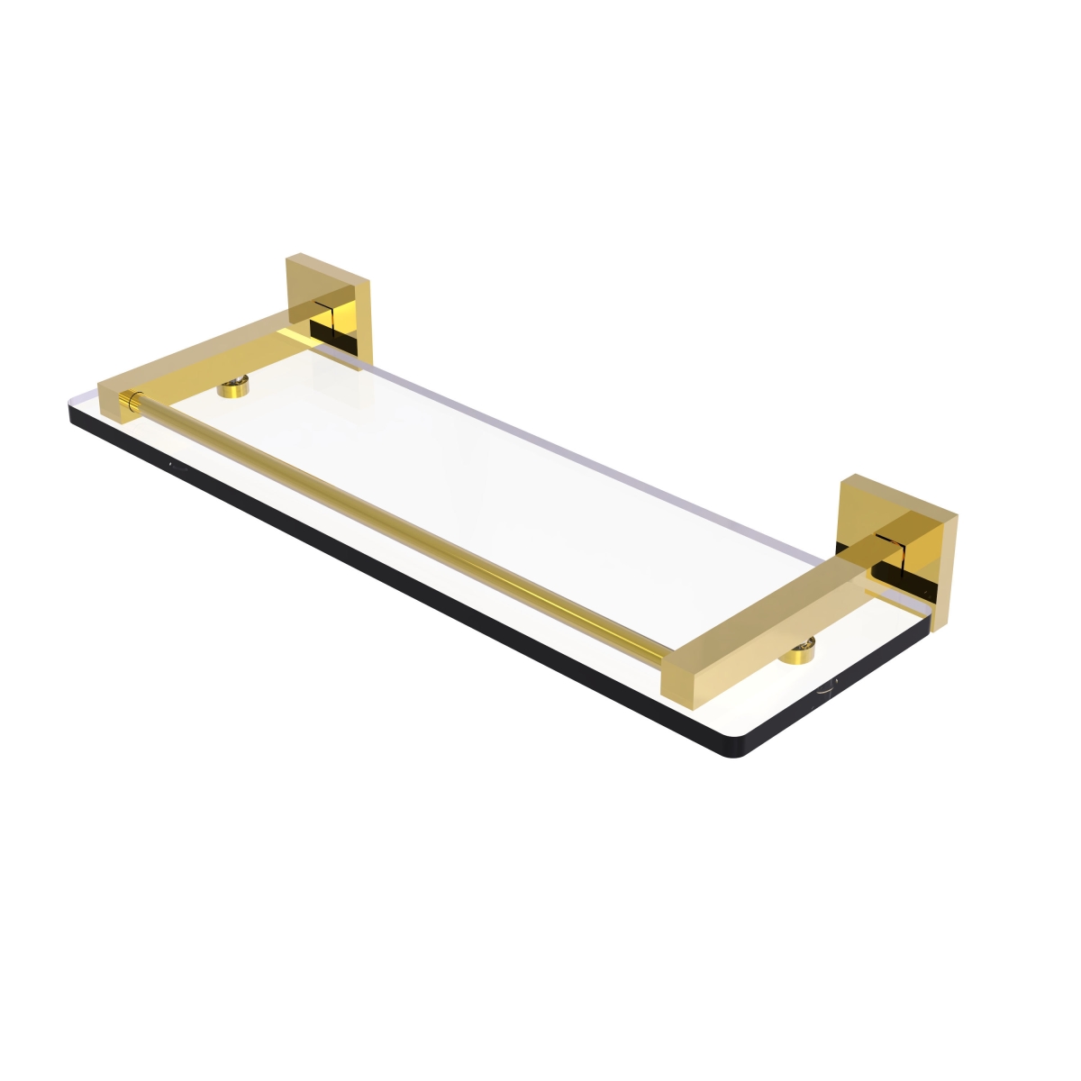 MT-1-16-GAL-PB 16 in. Montero Collection Glass Shelf with Gallery Rail, Polished Brass -  Allied Brass
