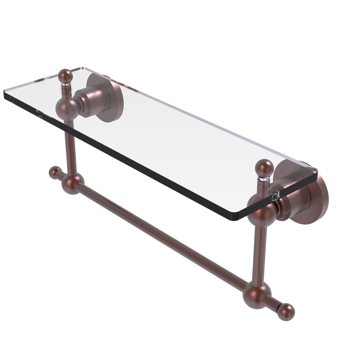 Picture of Allied Brass AP-1TB-16-CA 16 in. Astor Place Glass Vanity Shelf with Integrated Towel Bar, Antique Copper