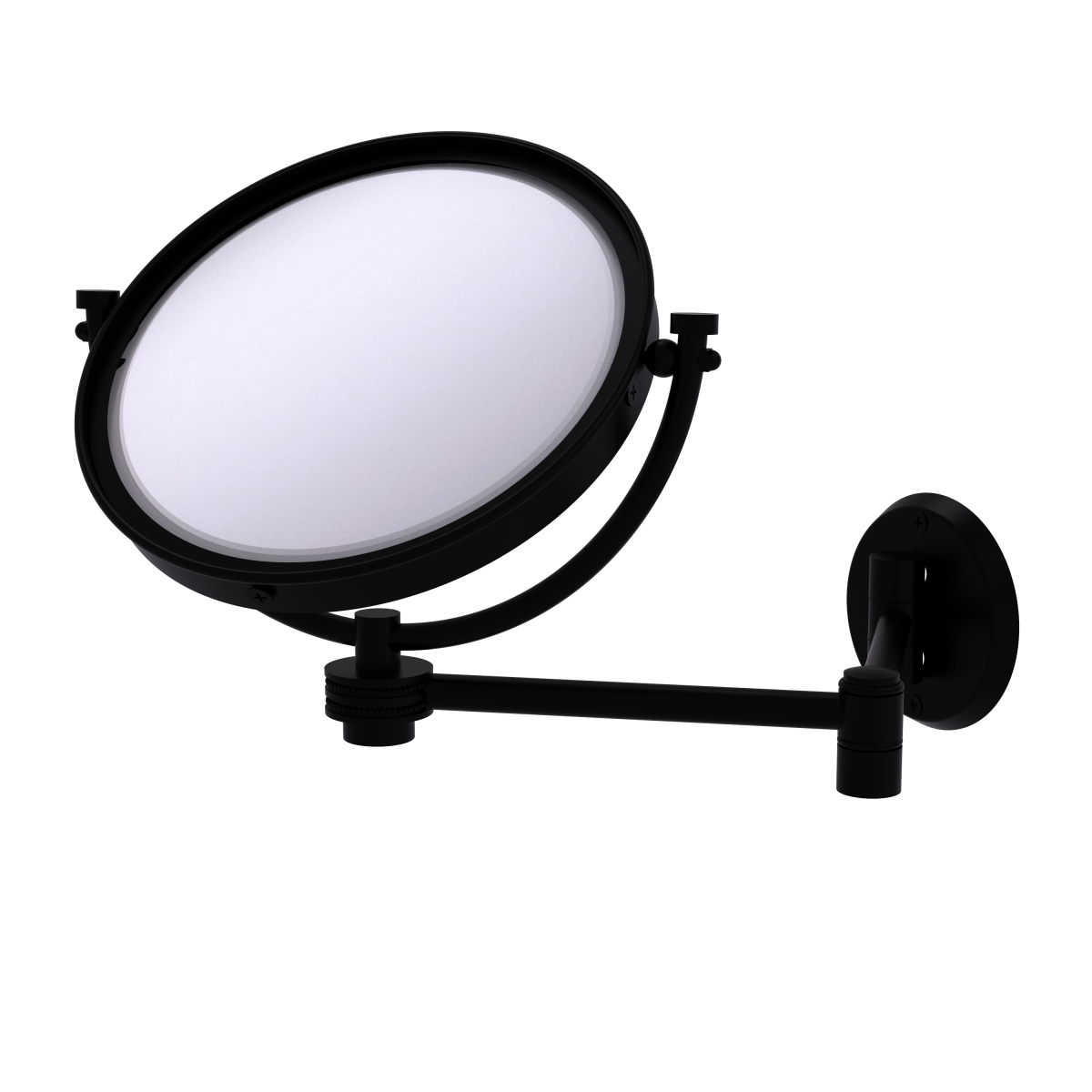 WM-6D-5X-BKM 8 in. Wall Mounted Extending Make-Up Mirror 5X Magnification with Dotted Accent, Matte Black -  Allied Brass, WM-6D/5X-BKM