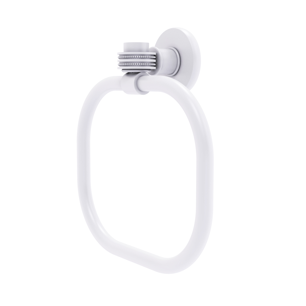 Picture of Allied Brass 2016D-WHM Continental Collection Towel Ring with Dotted Accents, Matte White