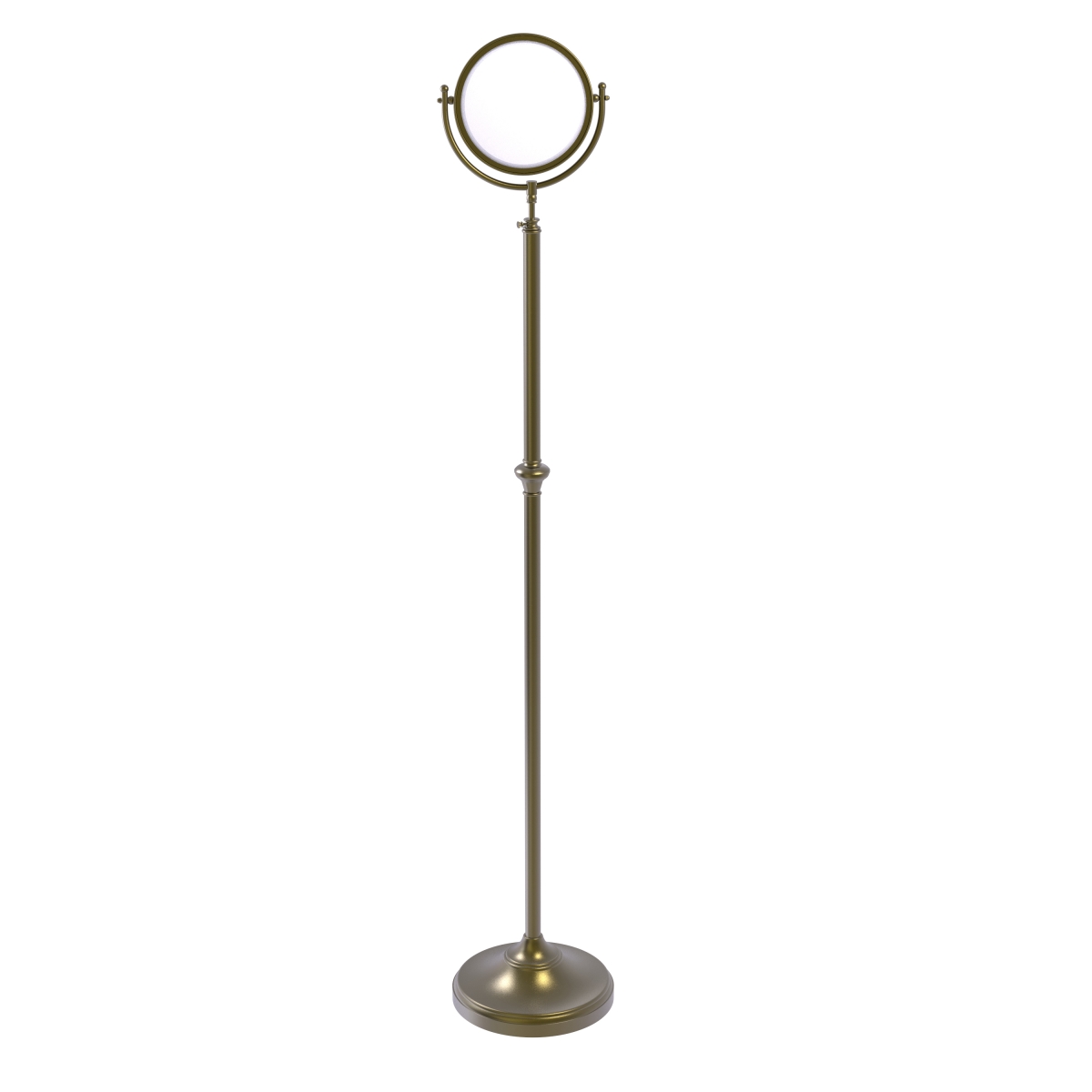 DMF-2-5X-ABR 8 in. dia. Adjustable Height Floor Standing Make-Up Mirror with 5X Magnification, Antique Brass -  Allied Brass, DMF-2/5X-ABR