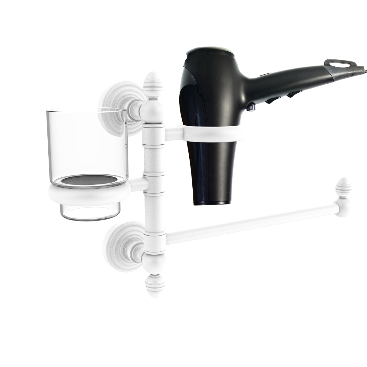 Picture of Allied Brass WP-GTBD-1-WHM Waverly Place Collection Hair Dryer Holder & Organizer&#44; Matte White