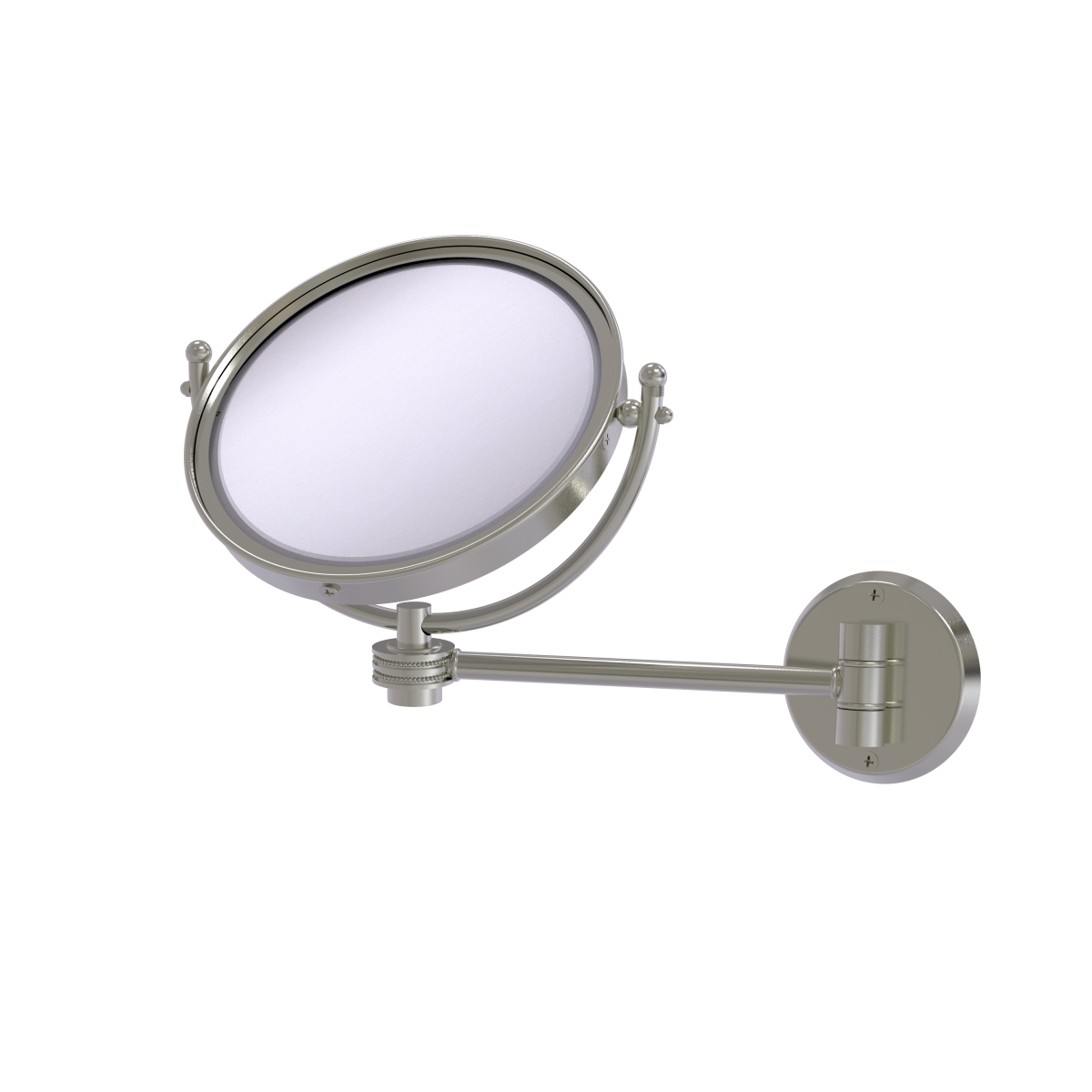 WM-5D-2X-SN 8 in. Wall Mounted Make-Up Mirror 2X Magnification, Satin Nickel - 10 x 8 x 11 in -  Allied Brass, WM-5D/2X-SN