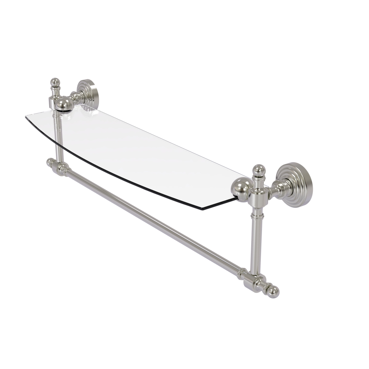 Picture of Allied Brass RW-33TB-18-SN 18 in. Retro Wave Collection Glass Vanity Shelf with Integrated Towel Bar, Satin Nickel