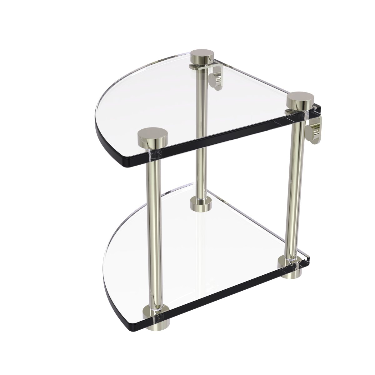 NS-3-PNI Two Tier Corner Glass Shelf, Polished Nickel - 8 x 8 x 8 in -  Allied Brass