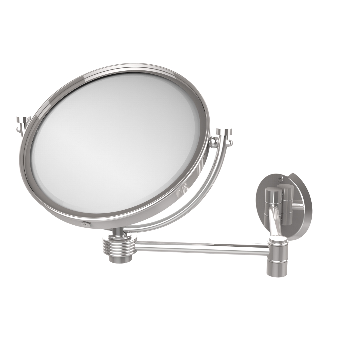 WM-6G-5X-PC 8 in. Wall Mounted Extending Make-Up Mirror 5X Magnification with Groovy Accent, Polished Chrome -  Allied Brass, WM-6G/5X-PC