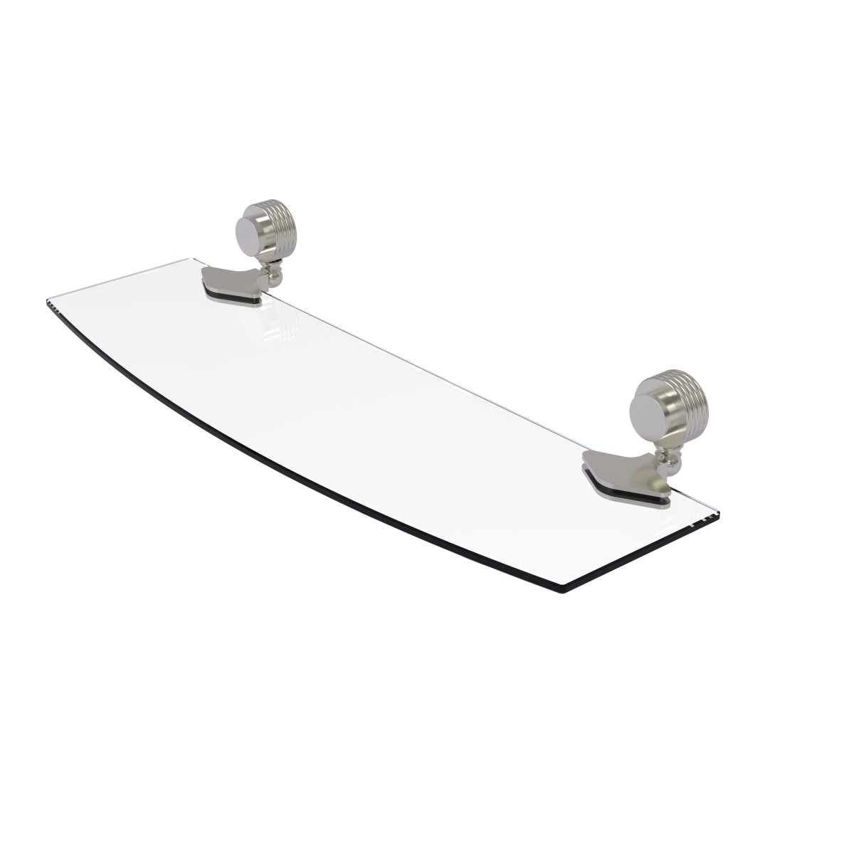 Picture of Allied Brass 433G-18-SN 18 in. Venus Collection Glass Shelf with Groovy Accents, Satin Nickel