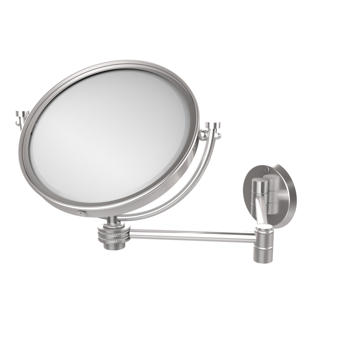 WM-6D-3X-SCH 8 in. Wall Mounted Extending Make-Up Mirror 3X Magnification with Dotted Accent, Satin Chrome -  Allied Brass, WM-6D/3X-SCH