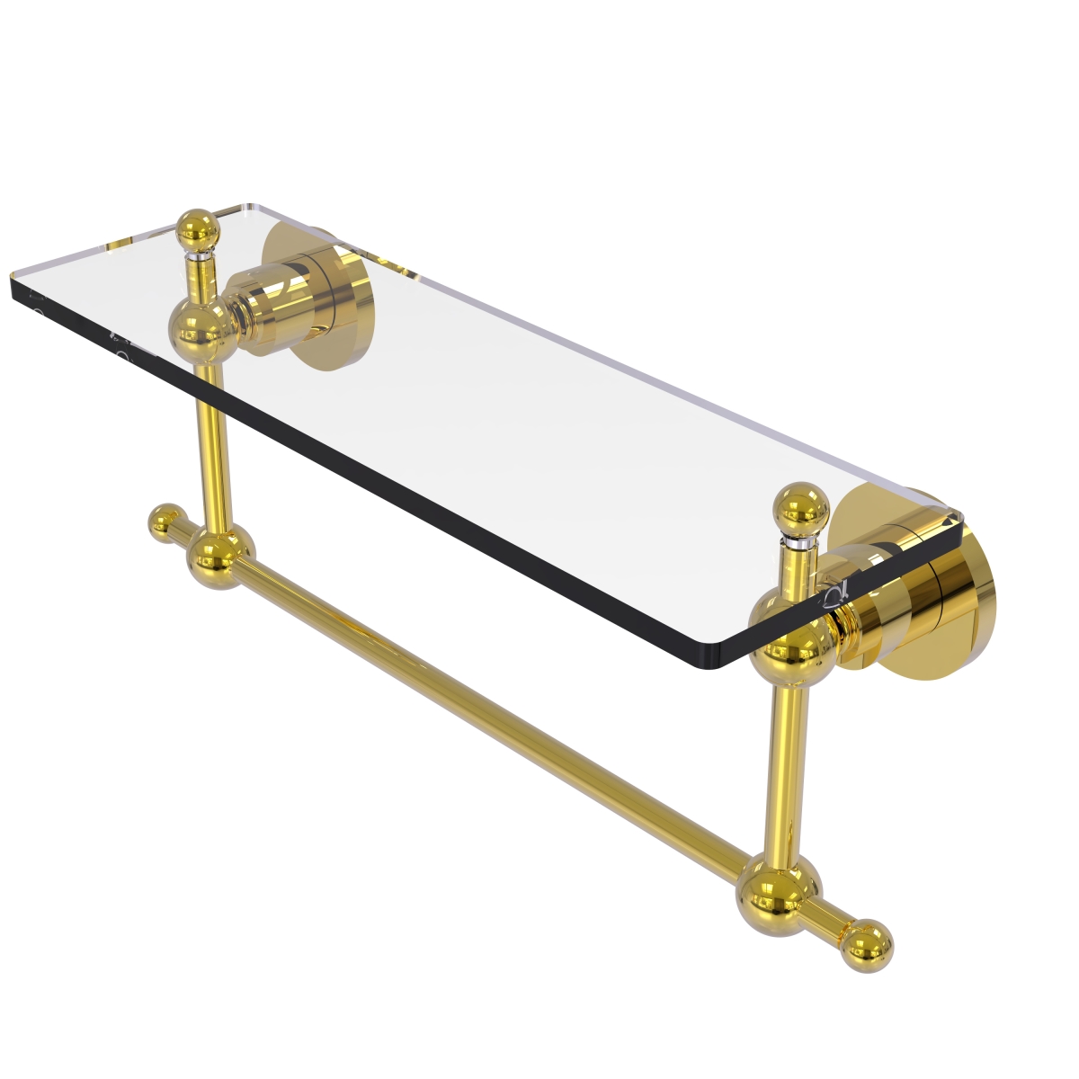 Picture of Allied Brass AP-1TB-16-PB 16 in. Astor Place Glass Vanity Shelf with Integrated Towel Bar&#44; Polished Brass