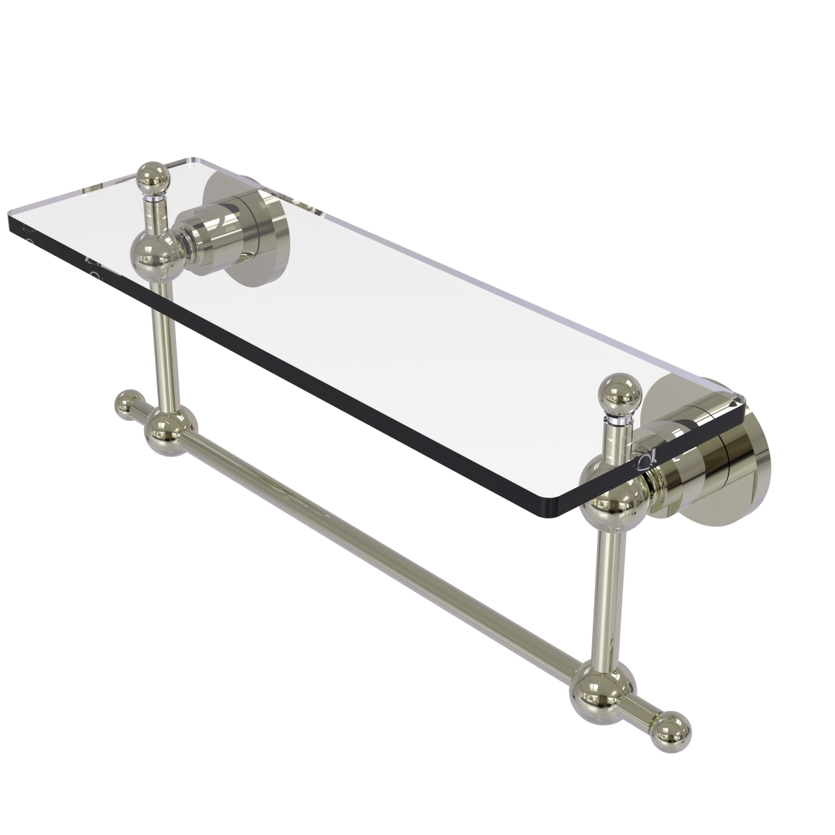 Picture of Allied Brass AP-1TB-16-PNI 16 in. Astor Place Glass Vanity Shelf with Integrated Towel Bar, Polished Nickel