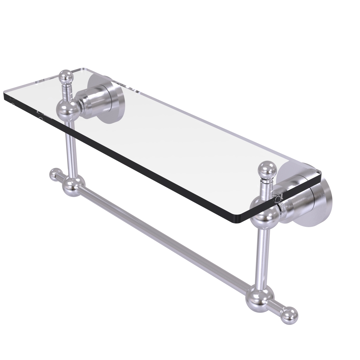 Picture of Allied Brass AP-1TB-16-SCH 16 in. Astor Place Glass Vanity Shelf with Integrated Towel Bar&#44; Satin Chrome