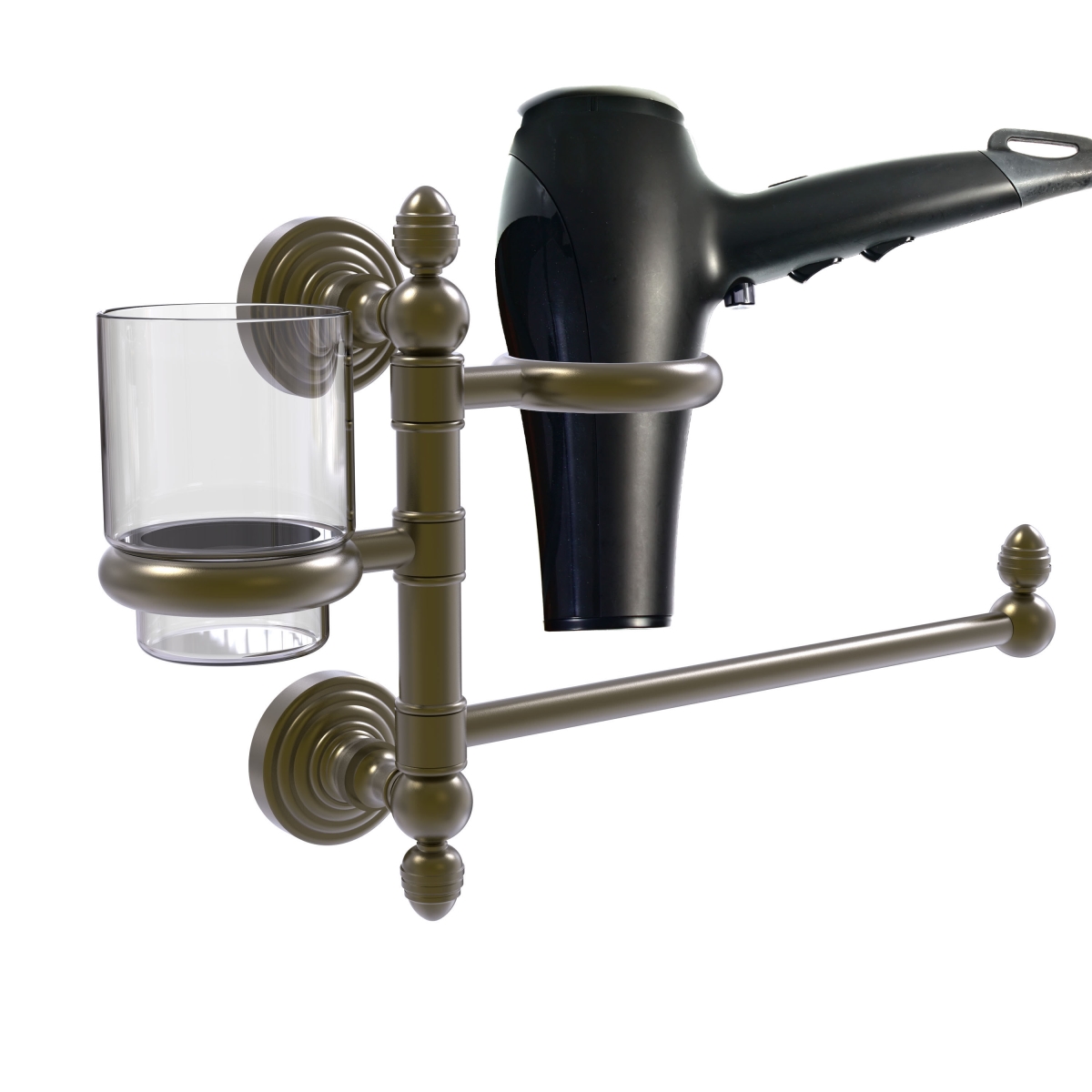 Picture of Allied Brass WP-GTBD-1-ABR Waverly Place Collection Hair Dryer Holder & Organizer&#44; Antique Brass