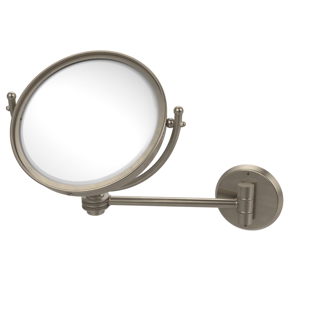 WM-5D-3X-PEW 8 in. Wall Mounted Make-Up Mirror 3X Magnification, Antique Pewter - 10 x 8 x 11 in -  Allied Brass, WM-5D/3X-PEW