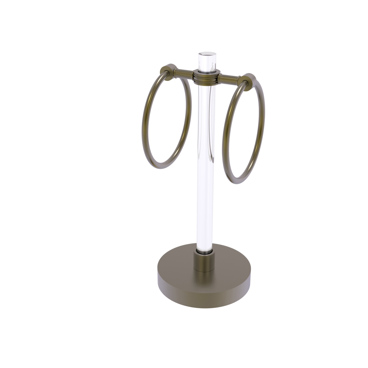Picture of Allied Brass CV-GTRSD-10-ABR Clearview Collection Vanity Top Guest Towel Ring with Dotted Accents&#44; Antique Brass