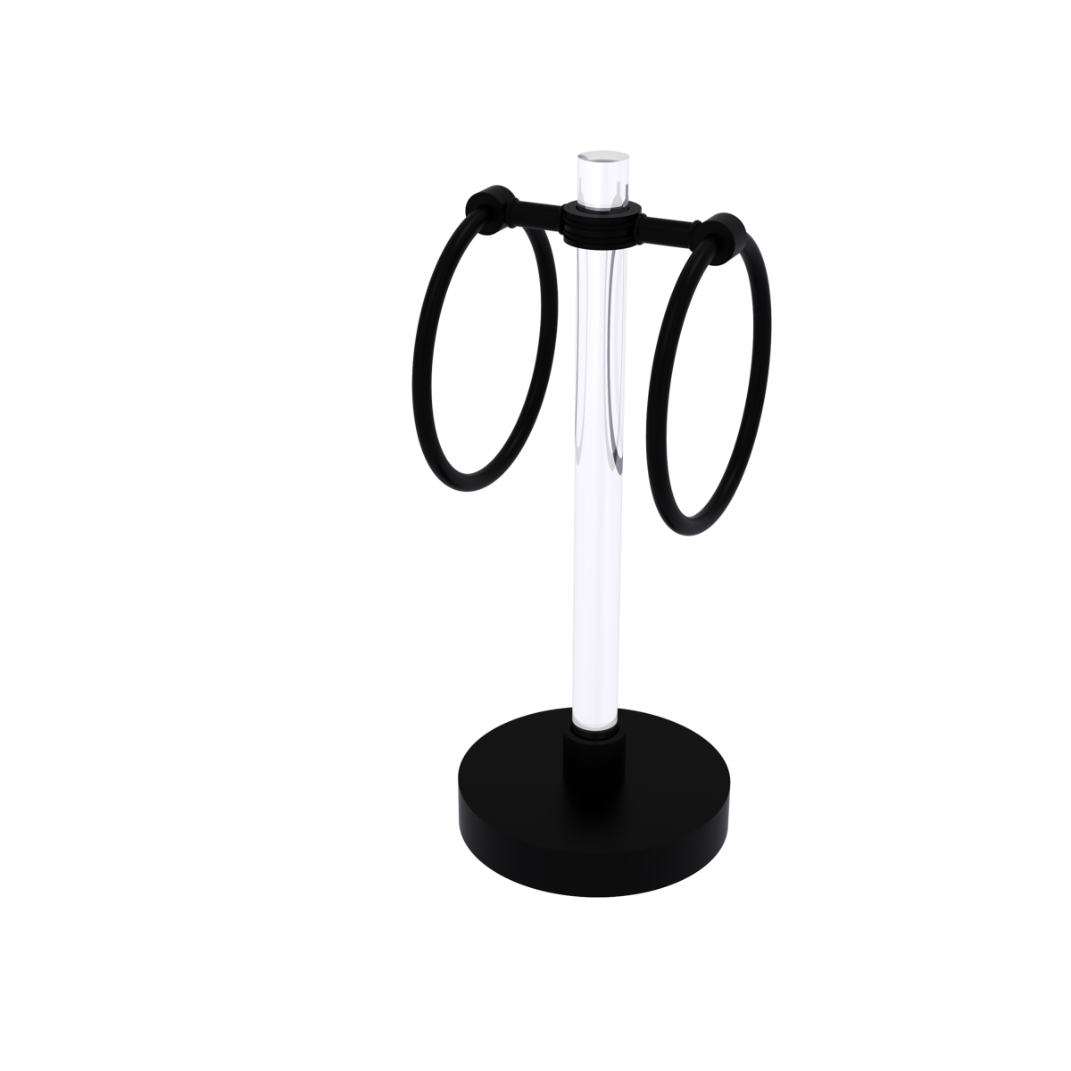 Picture of Allied Brass CV-GTRSD-10-BKM Clearview Collection Vanity Top Guest Towel Ring with Dotted Accents&#44; Matte Black
