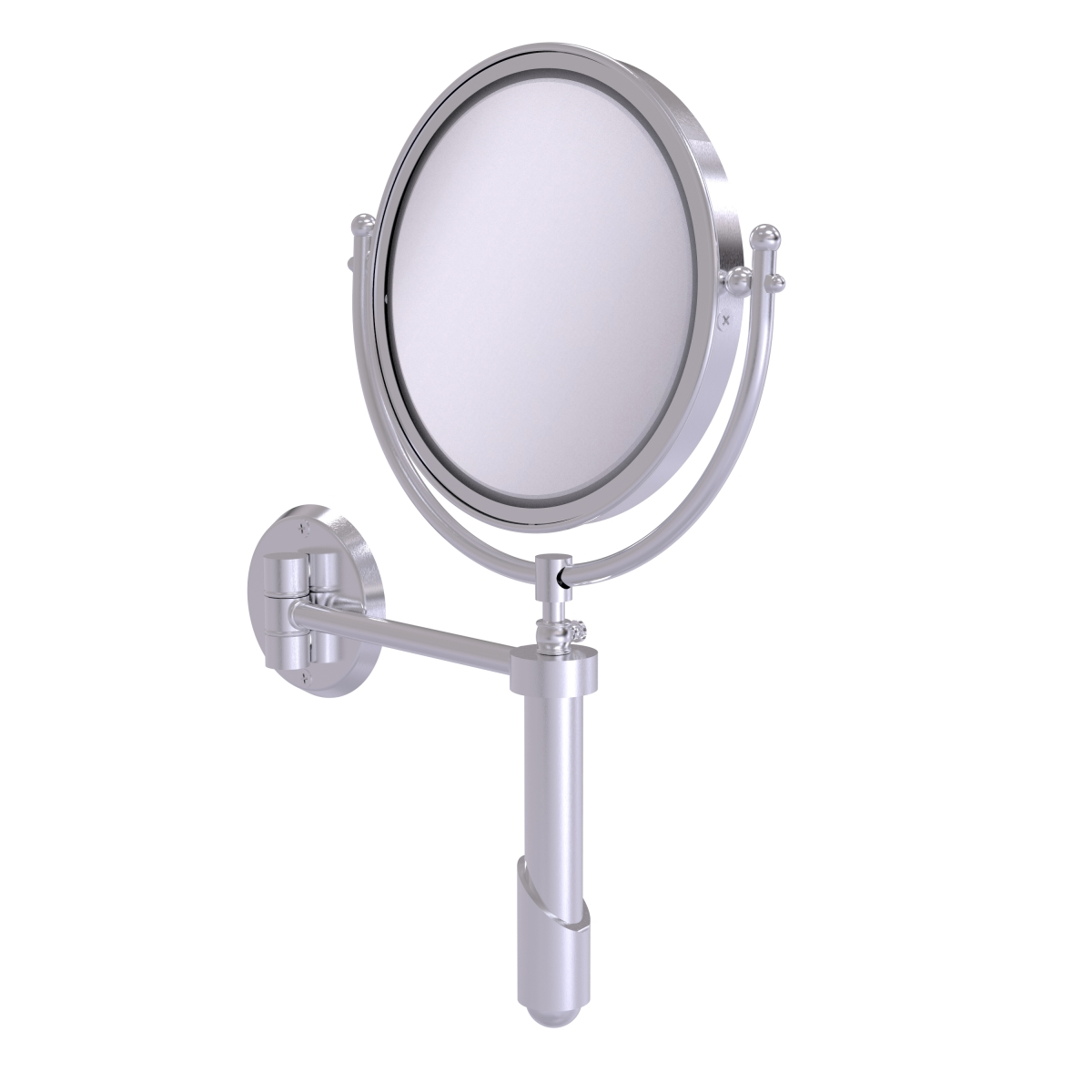 SHM-8-2X-SCH 8 in. dia. Soho Collection Wall Mounted Make-Up Mirror with 2X Magnification, Satin Chrome -  Allied Brass, SHM-8/2X-SCH