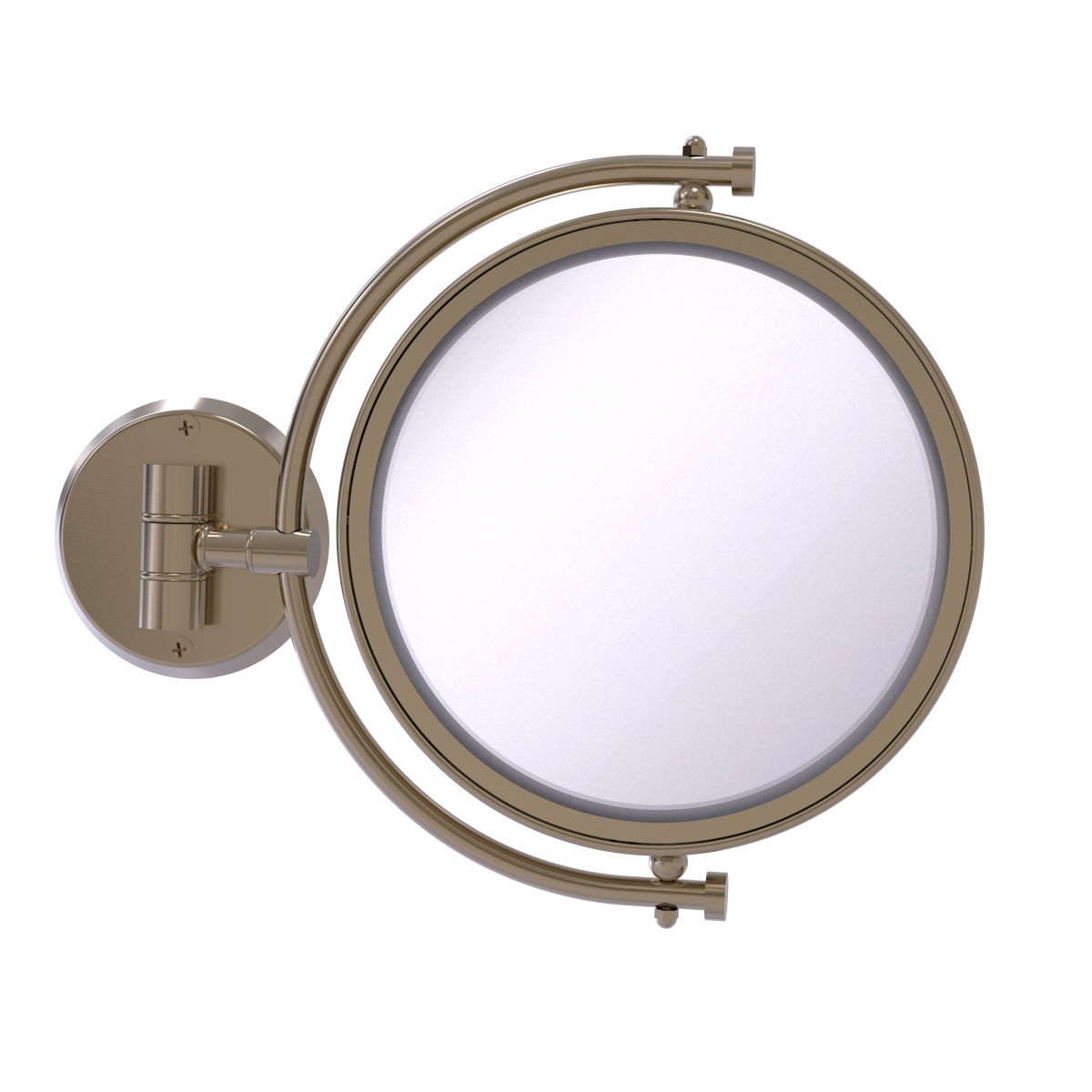 WM-4-2X-PEW 8 in. Wall Mounted Make-Up Mirror 2X Magnification, Antique Pewter - 10 x 8 x 8 in -  Allied Brass, WM-4/2X-PEW
