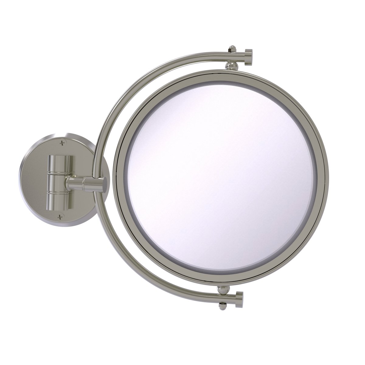 WM-4-2X-SN 8 in. Wall Mounted Make-Up Mirror 2X Magnification, Satin Nickel - 10 x 8 x 8 in -  Allied Brass, WM-4/2X-SN