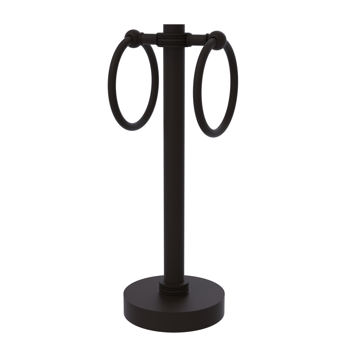 Picture of Allied Brass 953D-ORB Vanity Top 2 Towel Ring Guest Towel Holder with Dotted Accents&#44; Oil Rubbed Bronze