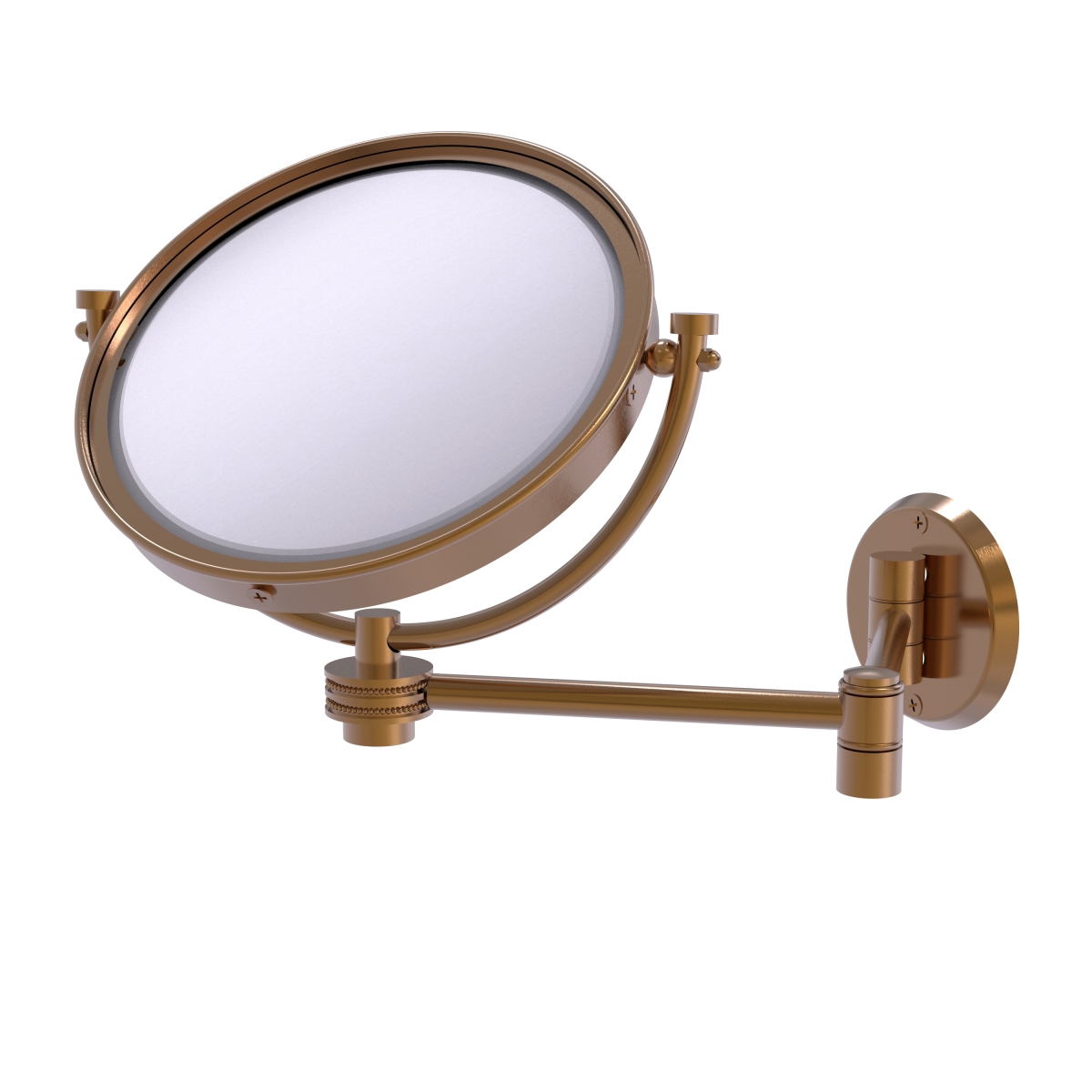 WM-6D-5X-BBR 8 in. Wall Mounted Extending Make-Up Mirror 5X Magnification with Dotted Accent, Brushed Bronze -  Allied Brass, WM-6D/5X-BBR