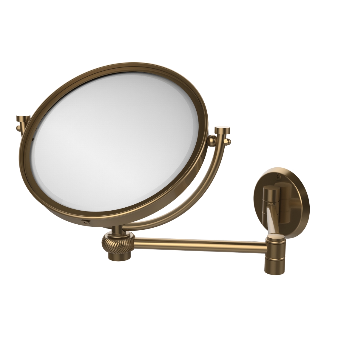 WM-6T-2X-BBR 8 in. Wall Mounted Extending Make-Up Mirror 2X Magnification with Twist Accent, Brushed Bronze -  Allied Brass, WM-6T/2X-BBR