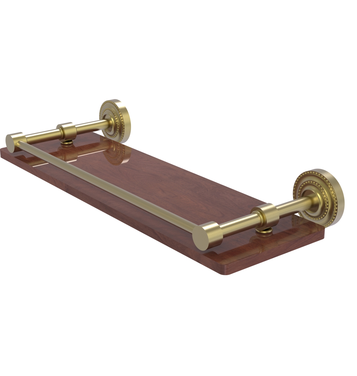 Picture of Allied Brass DT-1-16-GAL-IRW-SBR Dottingham Collection 16 in. Solid IPE Ironwood Shelf with Gallery Rail&#44; Satin Brass
