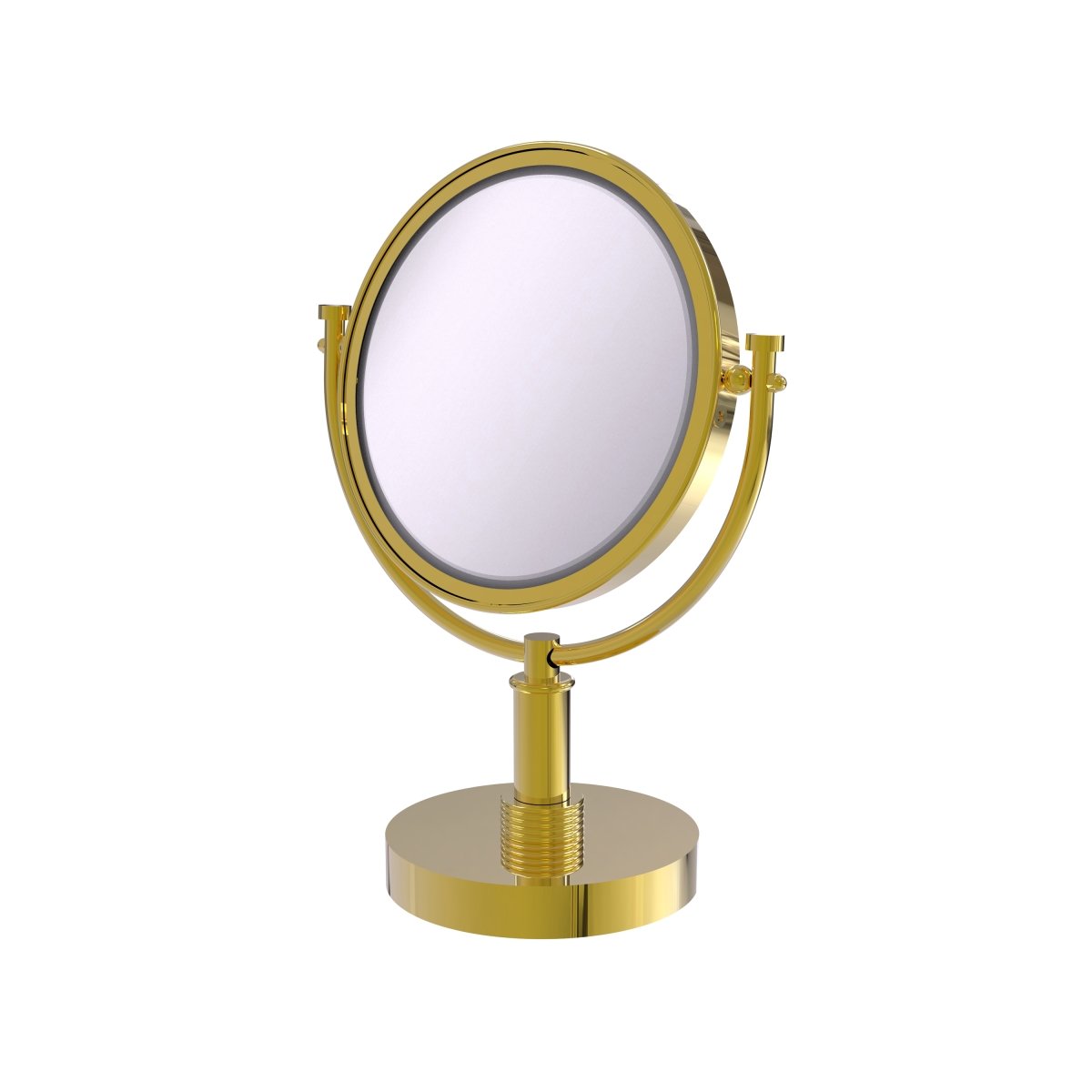 DM-4G-4X-UNL Grooved Ring Style 8 in. Vanity Top Make-Up Mirror 4X Magnification, Unlacquered Brass -  Allied Brass, DM-4G/4X-UNL