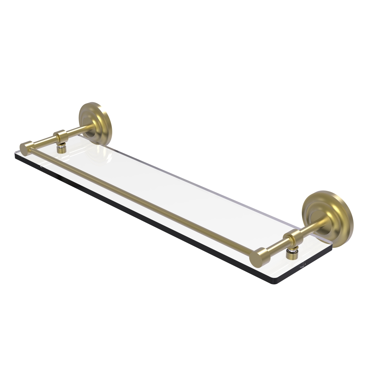 Picture of Allied Brass QN-1-22-GAL-SBR Que New 22 in. Tempered Glass Shelf with Gallery Rail&#44; Satin Brass