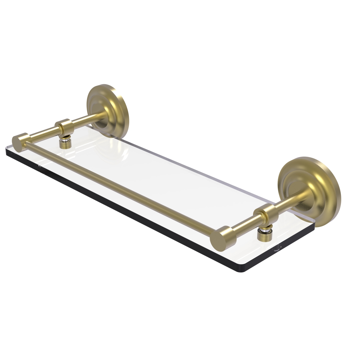 Picture of Allied Brass QN-1-16-GAL-SBR Que New 16 in. Tempered Glass Shelf with Gallery Rail&#44; Satin Brass