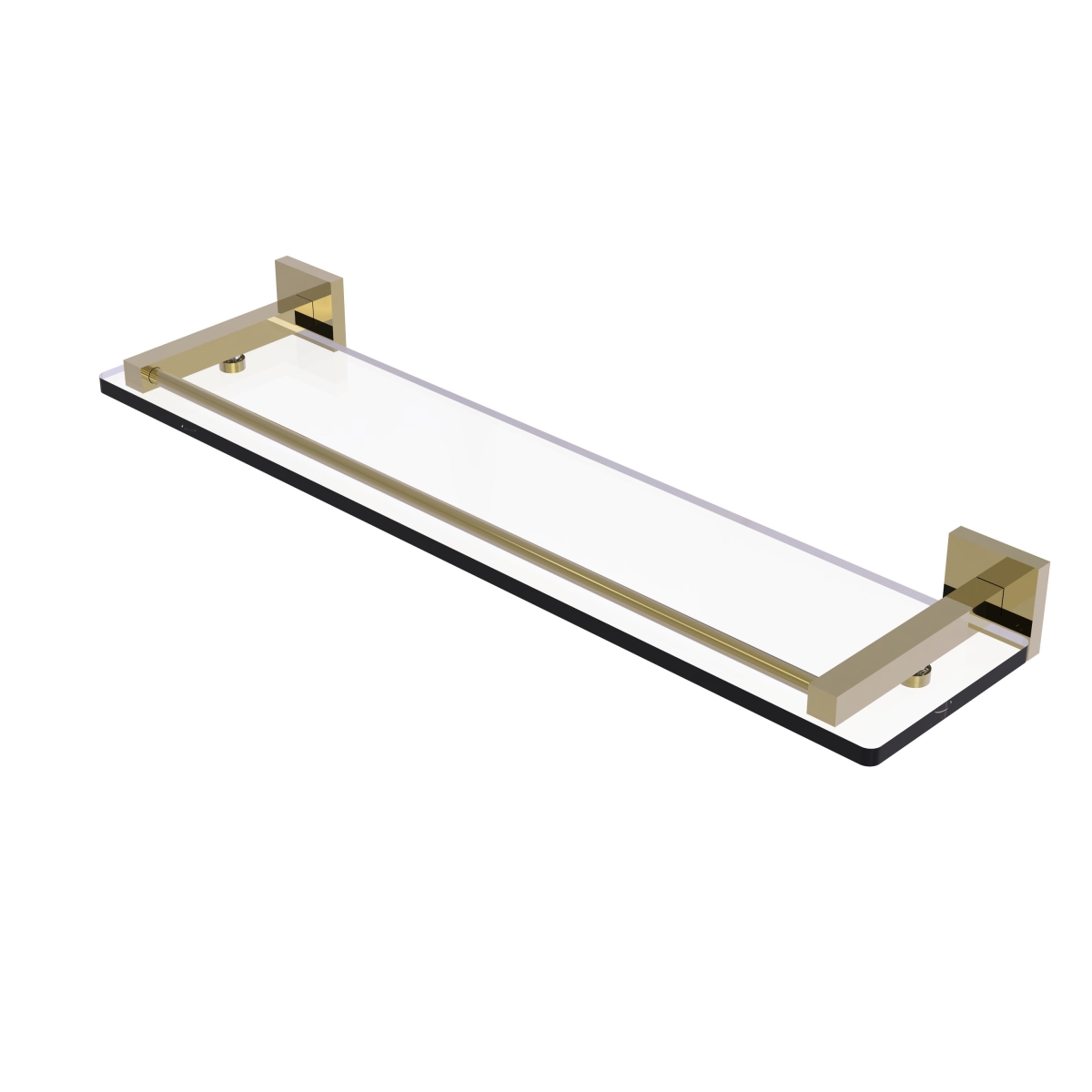 Picture of Allied Brass MT-1-22-GAL-UNL Montero Collection 22 in. Glass Shelf with Gallery Rail&#44; Unlacquered Brass