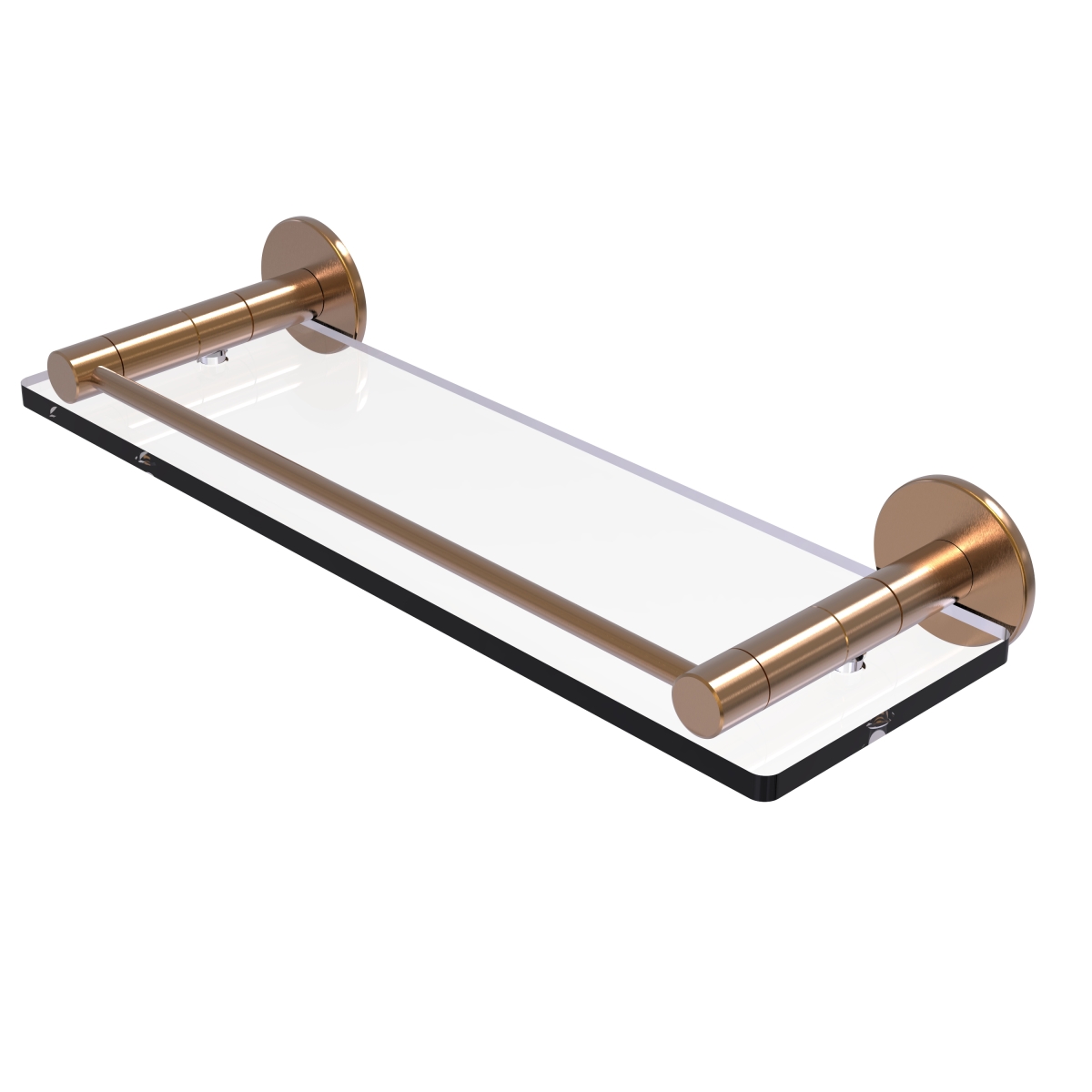 Picture of Allied Brass FR-1-16G-BBR Fresno Collection 16 in. Glass Shelf with Vanity Rail&#44; Brushed Bronze