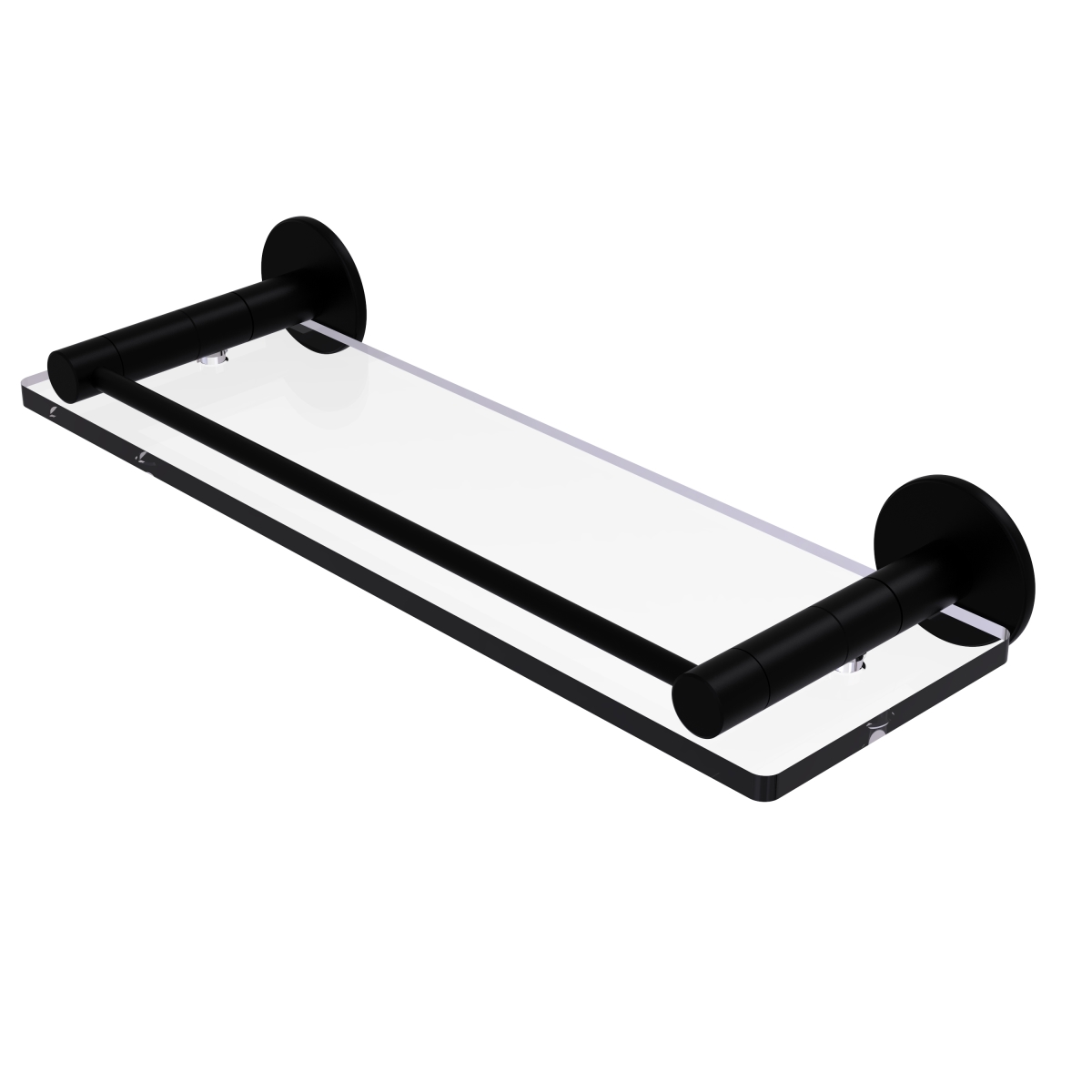 Picture of Allied Brass FR-1-16G-BKM Fresno Collection 16 in. Glass Shelf with Vanity Rail&#44; Matte Black