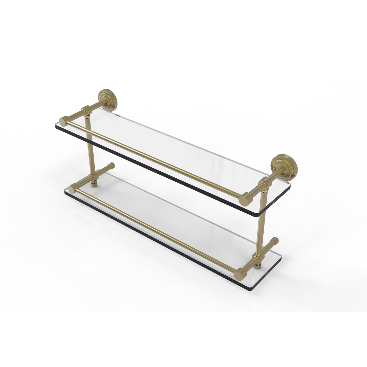 Picture of Allied Brass DT-2-22-GAL-SBR Dottingham 22 in. Double Glass Shelf with Gallery Rail&#44; Satin Brass