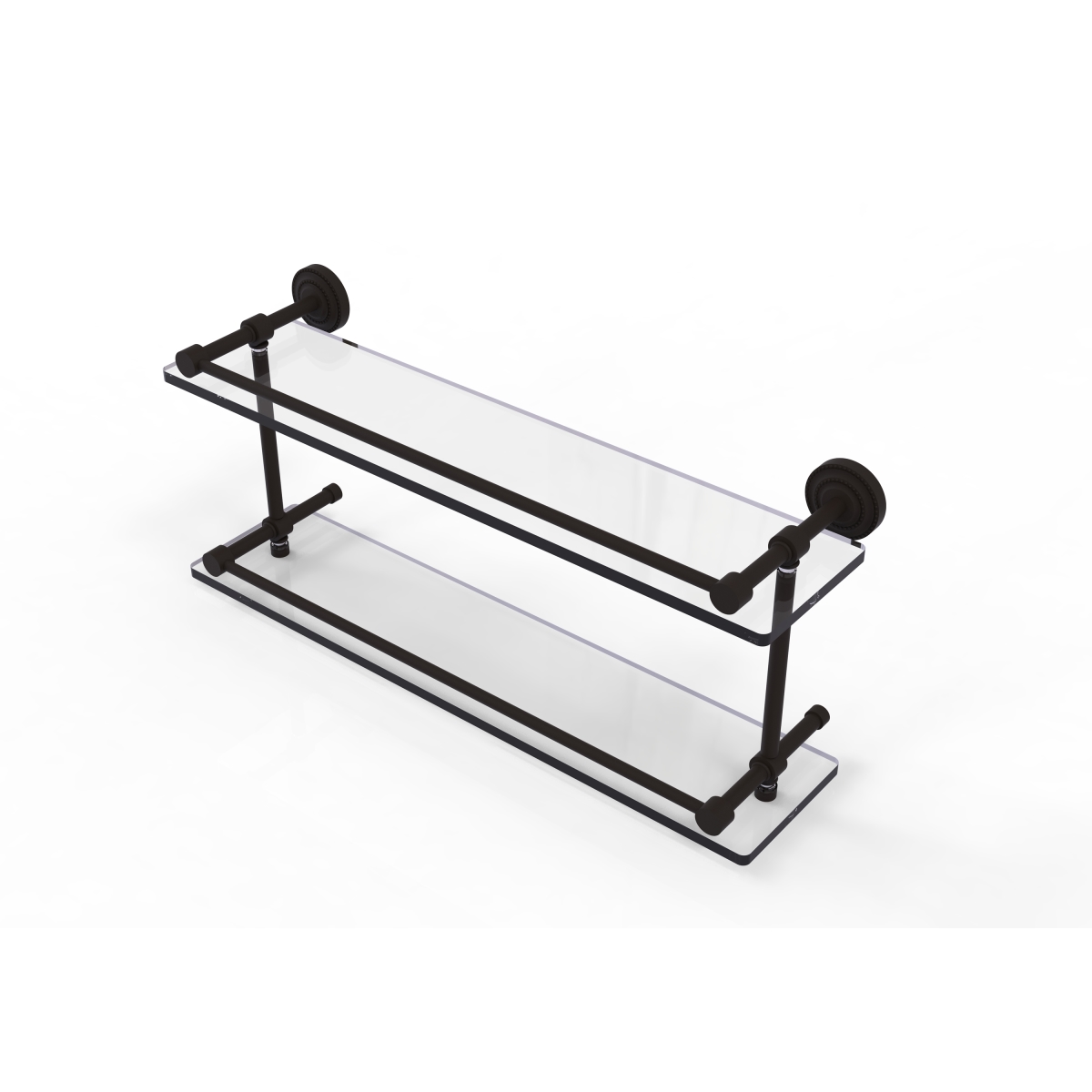 Picture of Allied Brass DT-2-22-GAL-ORB Dottingham 22 in. Double Glass Shelf with Gallery Rail&#44; Oil Rubbed Bronze