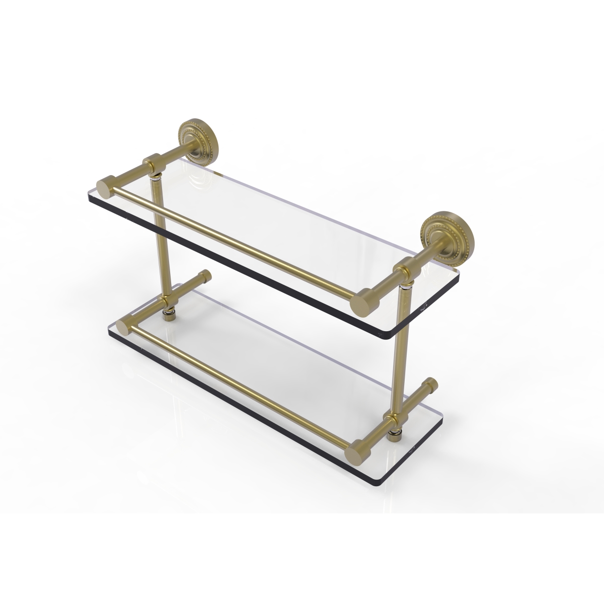 Picture of Allied Brass DT-2-16-GAL-SBR Dottingham 16 in. Double Glass Shelf with Gallery Rail&#44; Satin Brass