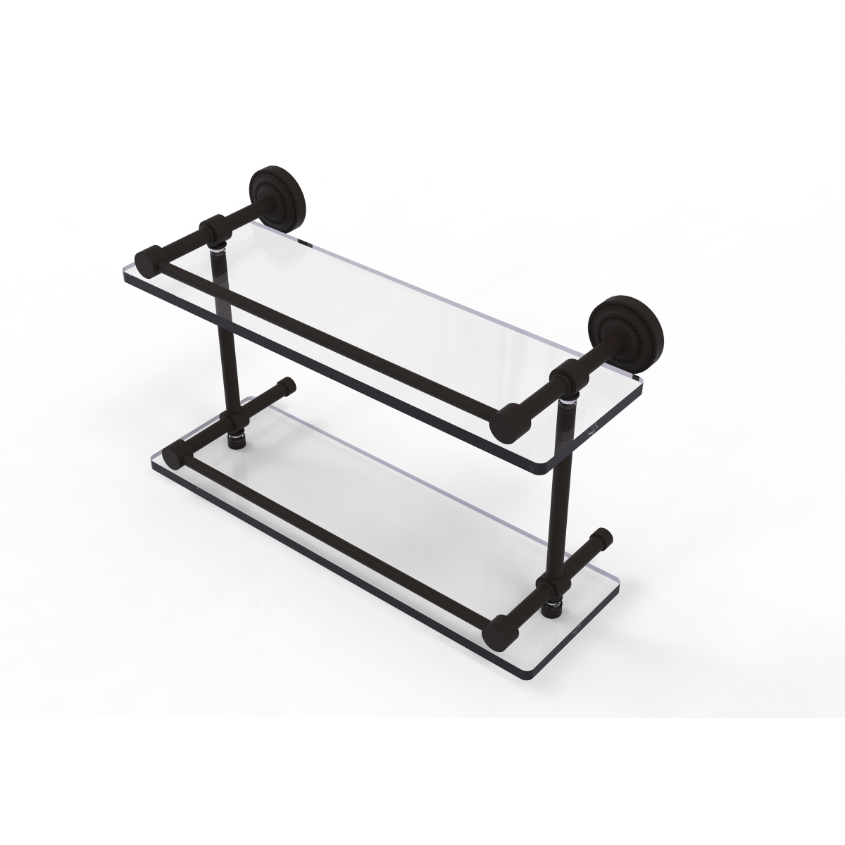 Picture of Allied Brass DT-2-16-GAL-ORB Dottingham 16 in. Double Glass Shelf with Gallery Rail&#44; Oil Rubbed Bronze