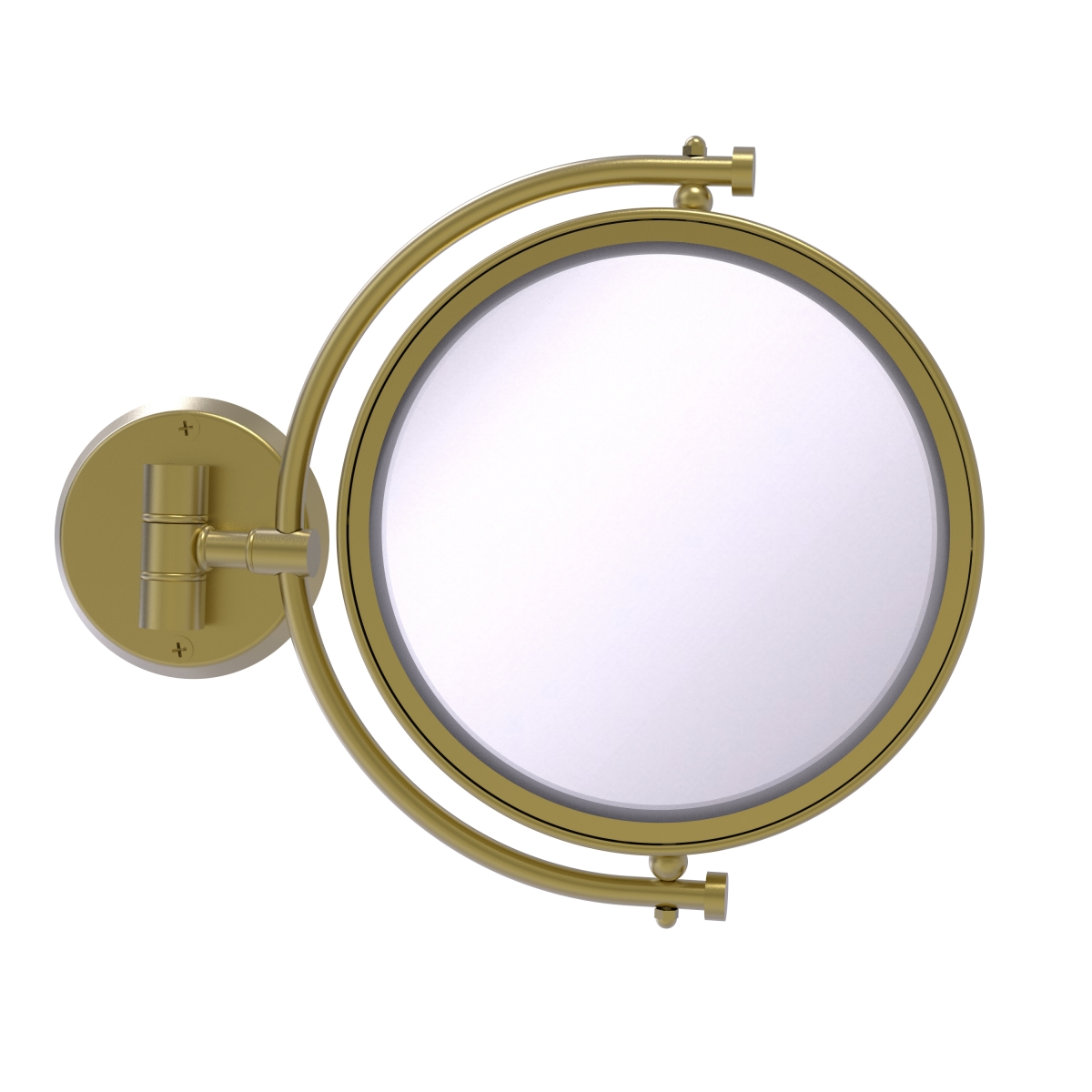 WM-4-3X-SBR Smooth Ring Style 8 in. Wall Mounted Make-Up Mirror 3X Magnification, Satin Brass -  Allied Brass, WM-4/3X-SBR