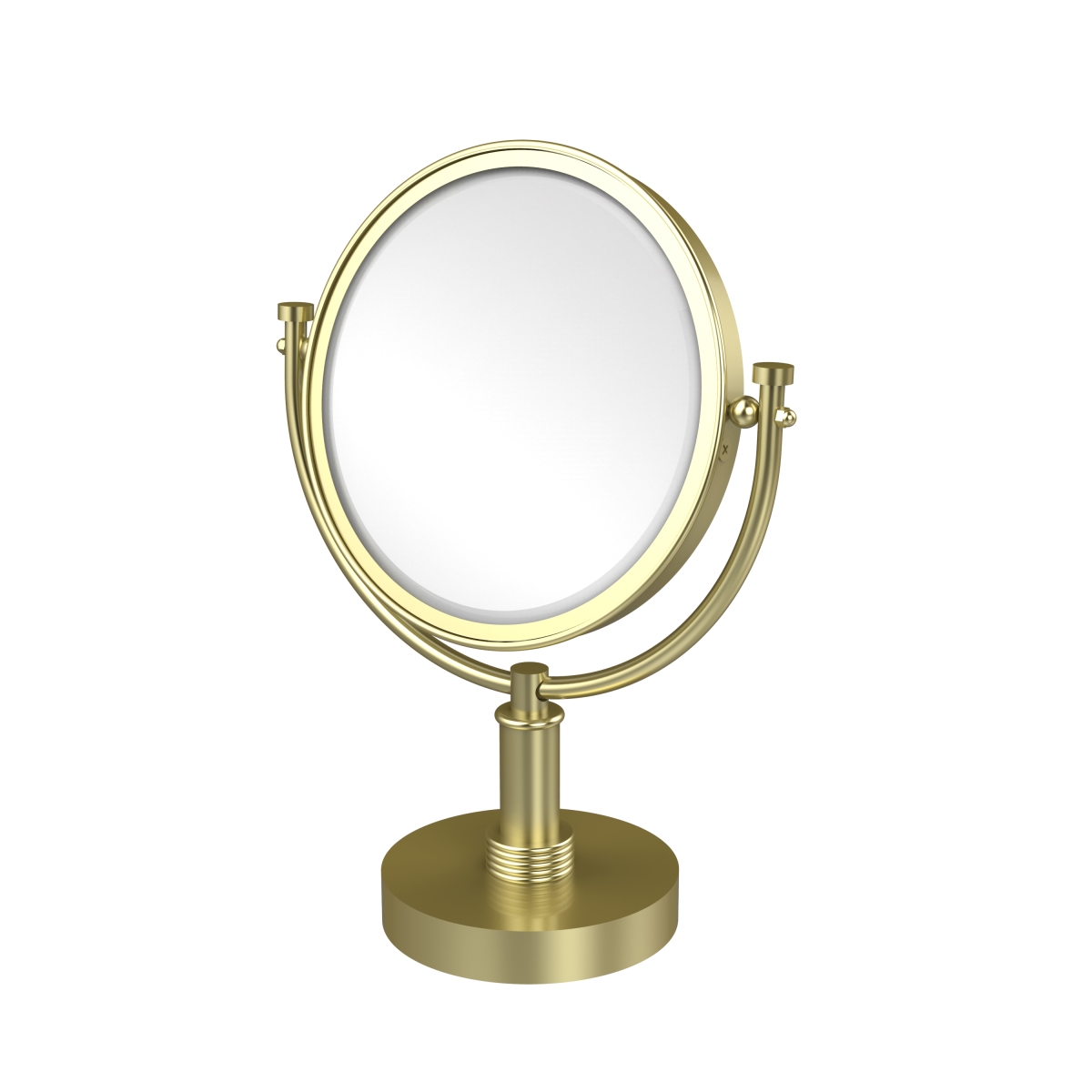 Picture of Allied Brass DM-4G-2X-SBR Grooved Ring Style 8 in. Vanity Top Make-Up Mirror 2X Magnification, Satin Brass