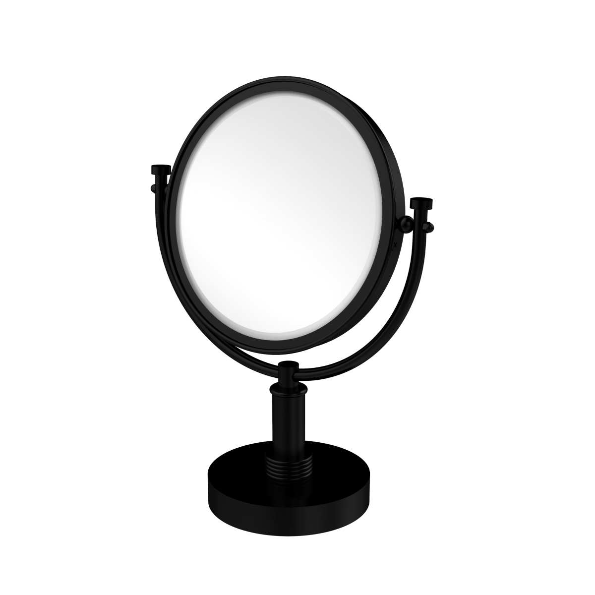 Picture of Allied Brass DM-4G-2X-BKM Grooved Ring Style 8 in. Vanity Top Make-Up Mirror 2X Magnification, Matte Black