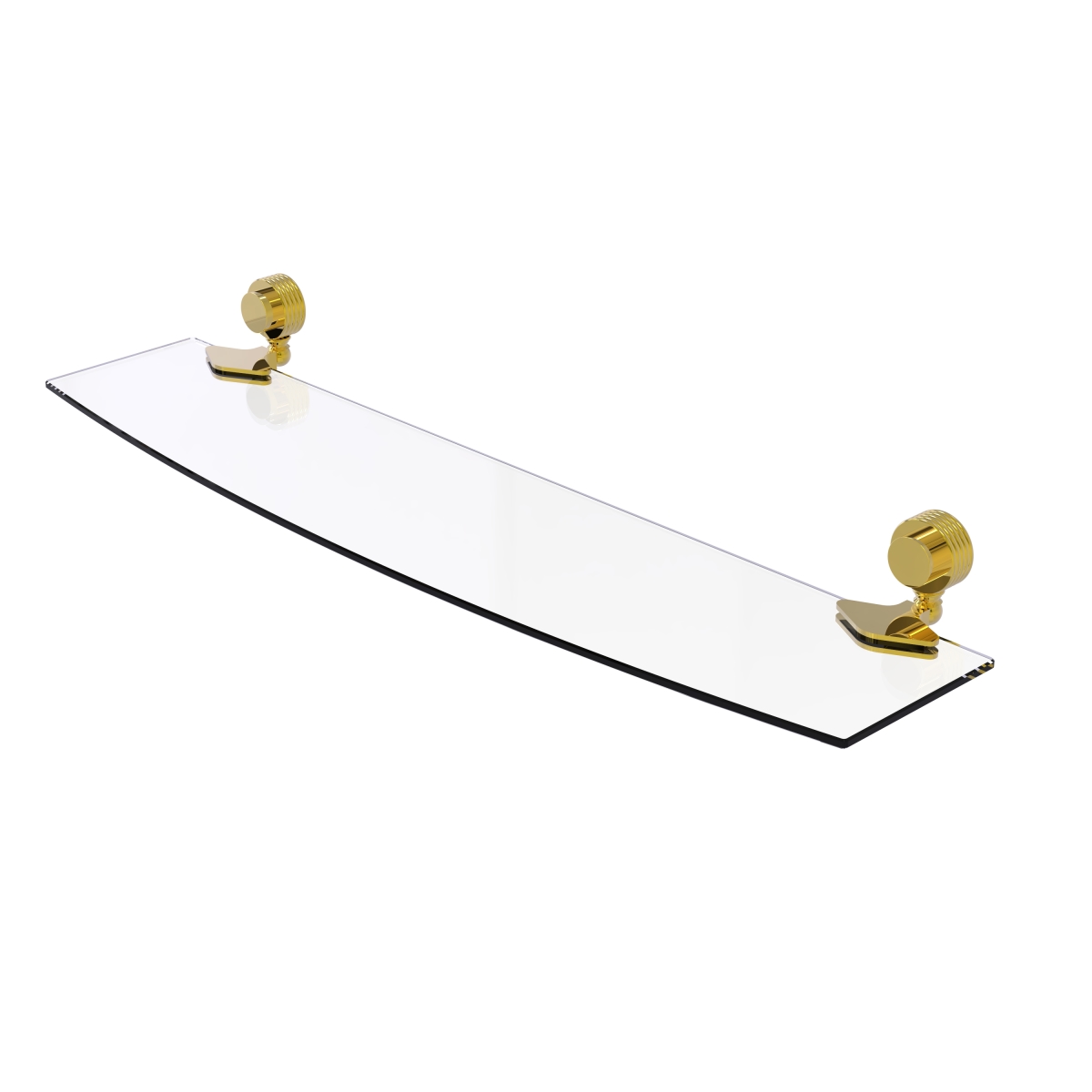 Picture of Allied Brass 433G-24-UNL Venus Collection 24 in. Glass Shelf with Groovy Accents&#44; Unlacquered Brass