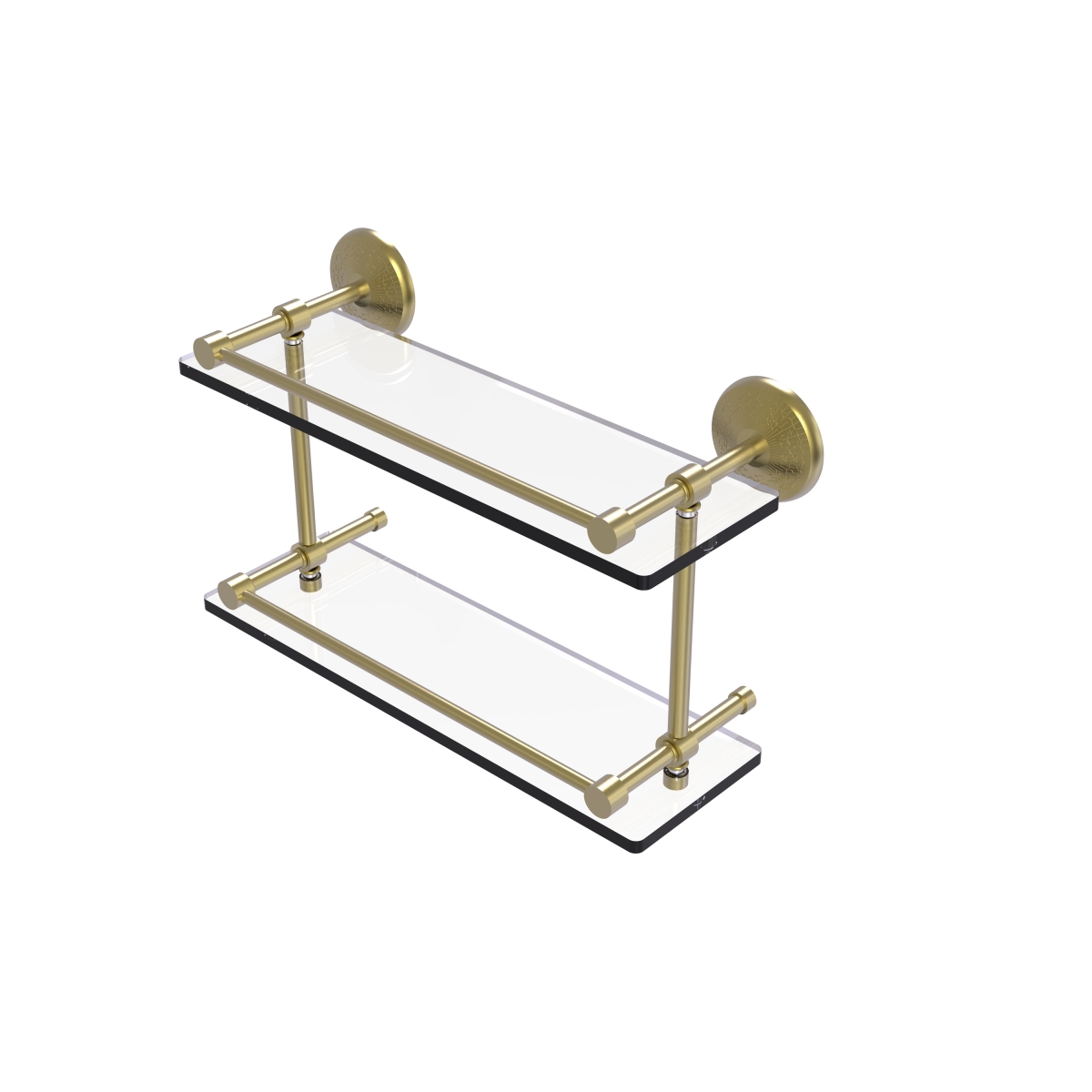 Picture of Allied Brass MC-2-16-GAL-SBR Monte Carlo 16 in. Double Glass Shelf with Gallery Rail&#44; Satin Brass