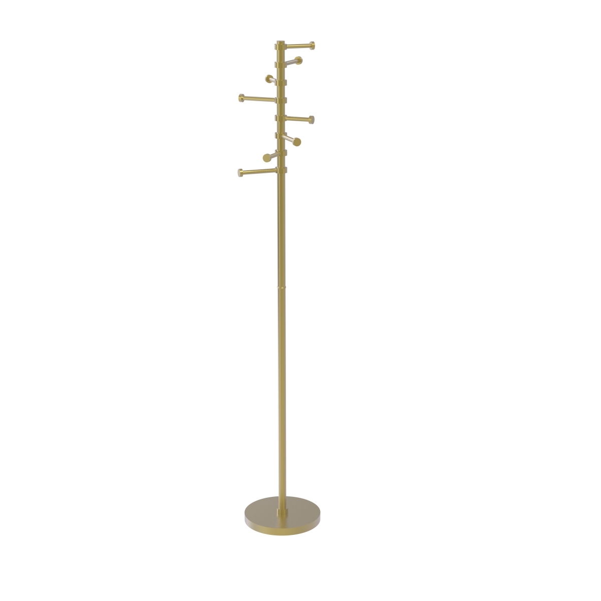 Picture of Allied Brass CS-1-SBR Free Standing Coat Rack with Six Pivoting Pegs, Satin Brass