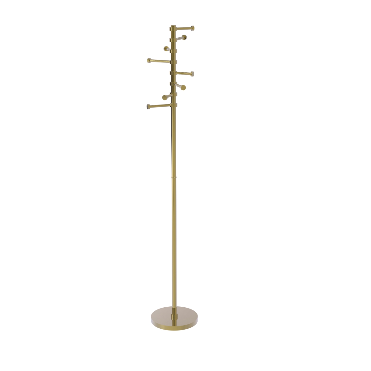 Picture of Allied Brass CS-1-UNL Free Standing Coat Rack with Six Pivoting Pegs, Unlacquered Brass