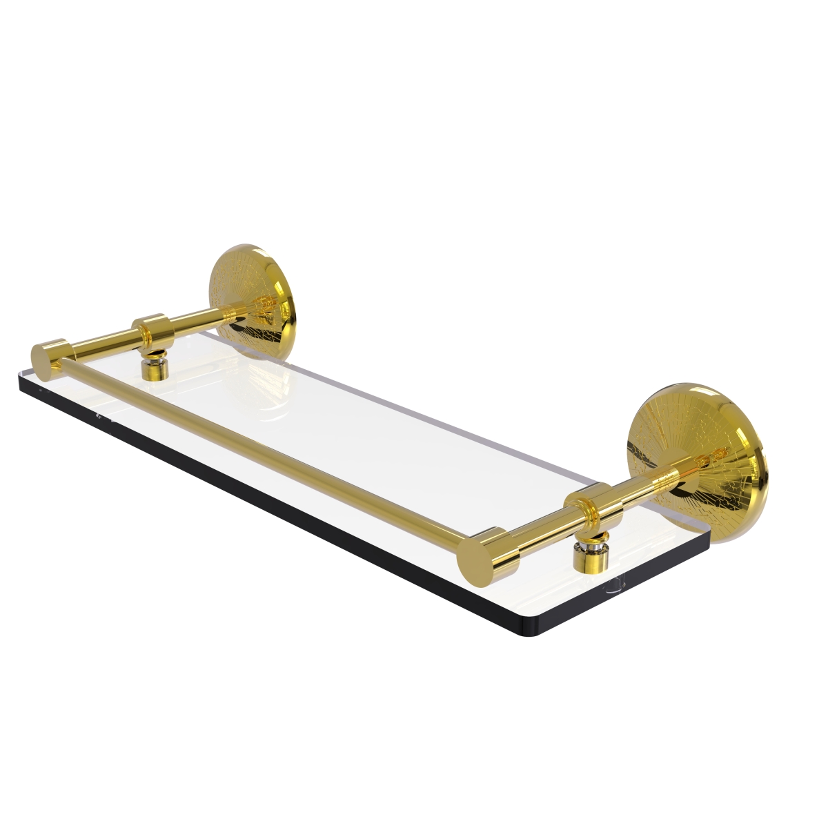 Picture of Allied Brass MC-1-16-GAL-UNL Monte Carlo 16 in. Tempered Glass Shelf with Gallery Rail&#44; Unlacquered Brass
