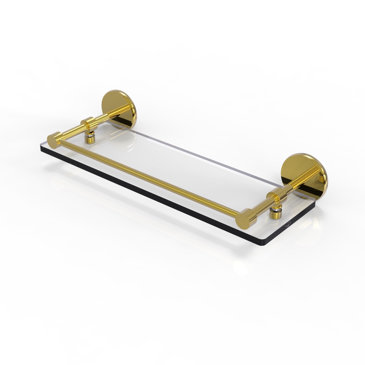 Picture of Allied Brass P1000-1-16-GAL-UNL 16 in. Tempered Glass Shelf with Gallery Rail&#44; Unlacquered Brass