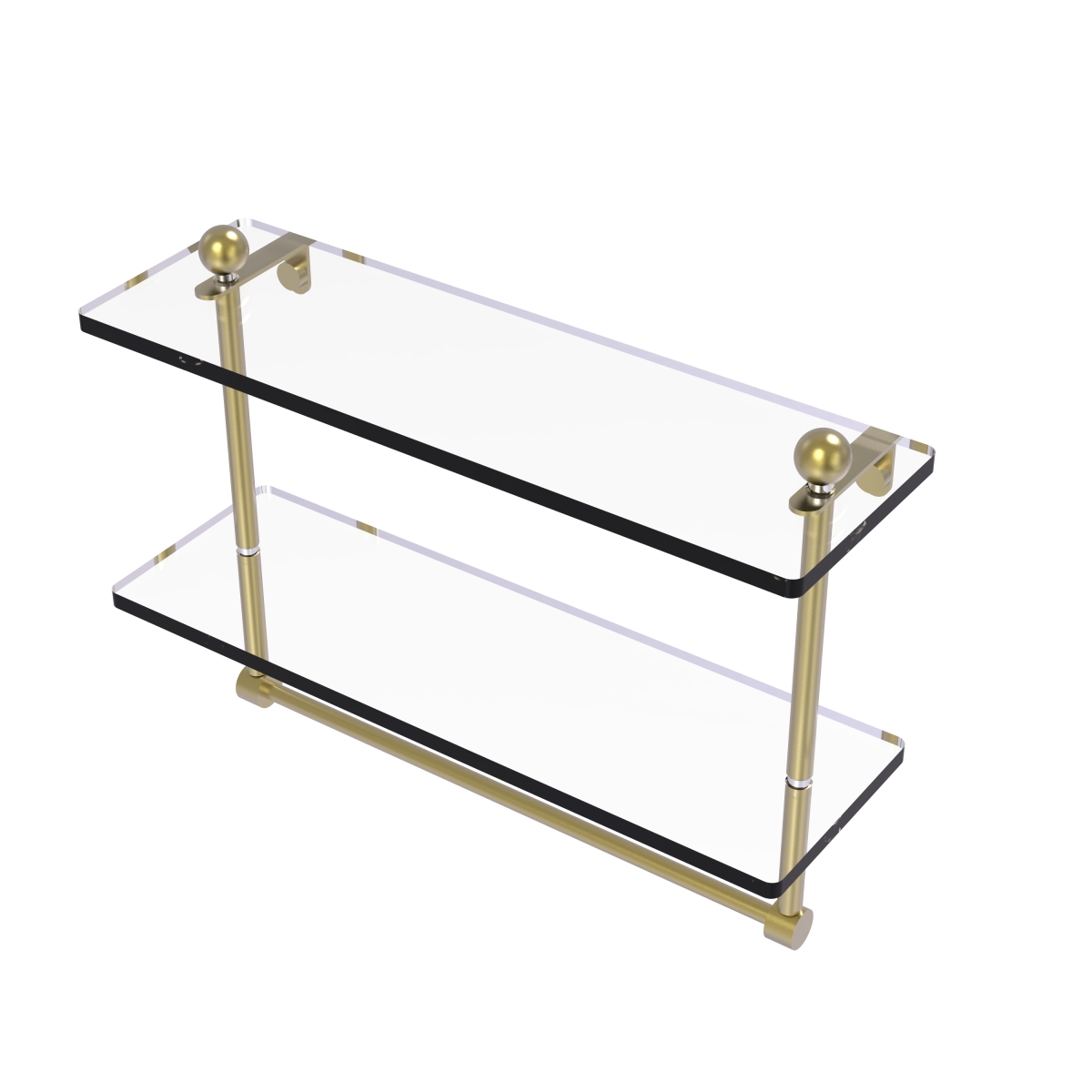 Picture of Allied Brass PR-2-16TB-SBR 16 in. Two Tiered Glass Shelf with Integrated Towel Bar, Satin Brass