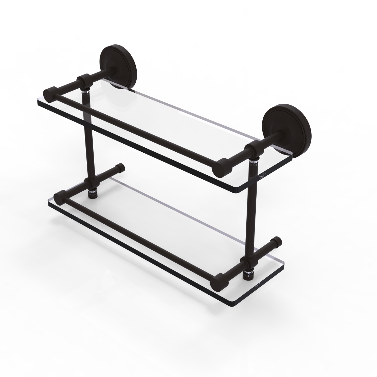 Picture of Allied Brass PRBP-2-16-GAL-ORB Prestige Regal 16 in. Double Glass Shelf with Gallery Rail&#44; Oil Rubbed Bronze