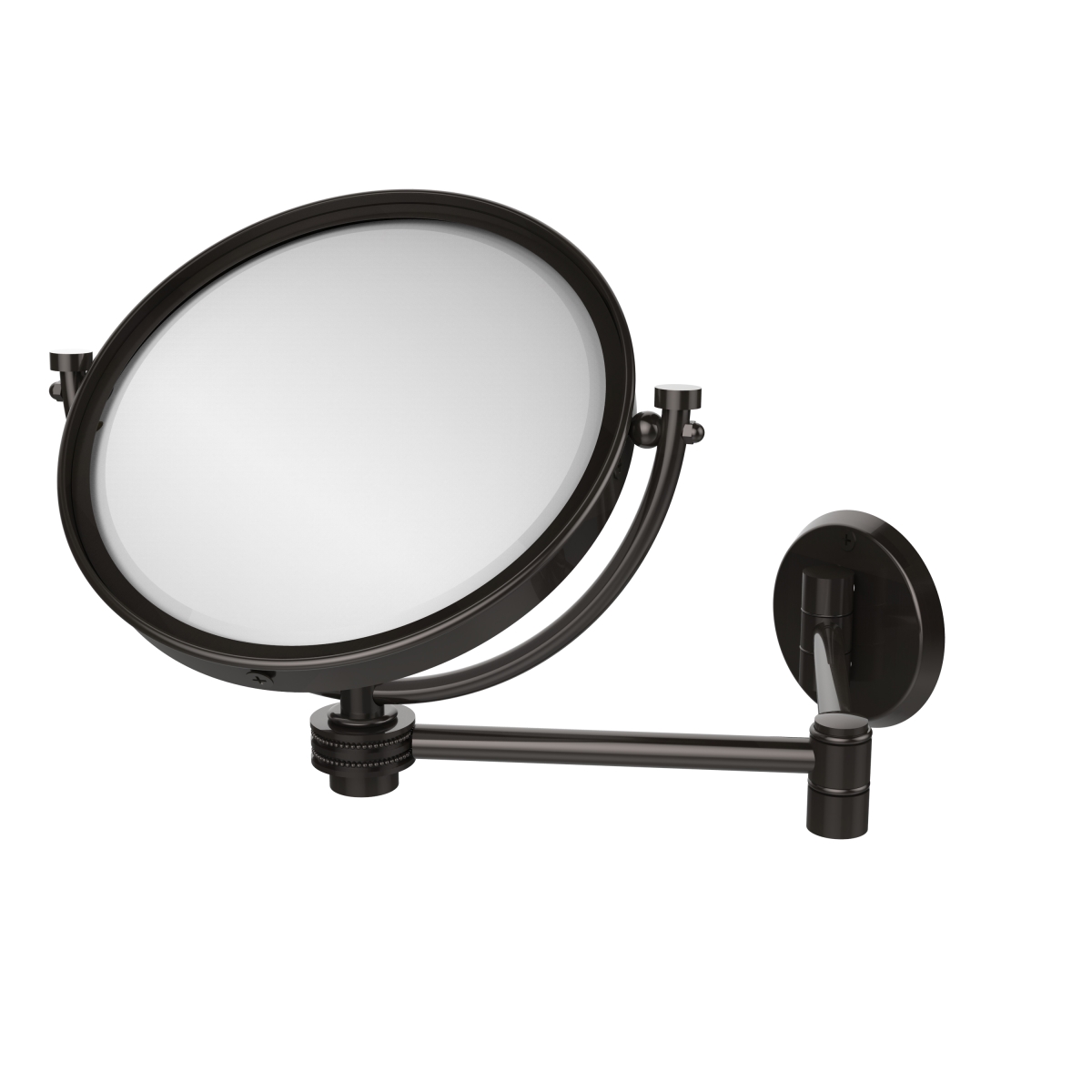 WM-6D-2X-ORB 8 in. Wall Mounted Extending Make-Up Mirror 2X Magnification with Dotted Accent, Oil Rubbed Bronze -  Allied Brass, WM-6D/2X-ORB